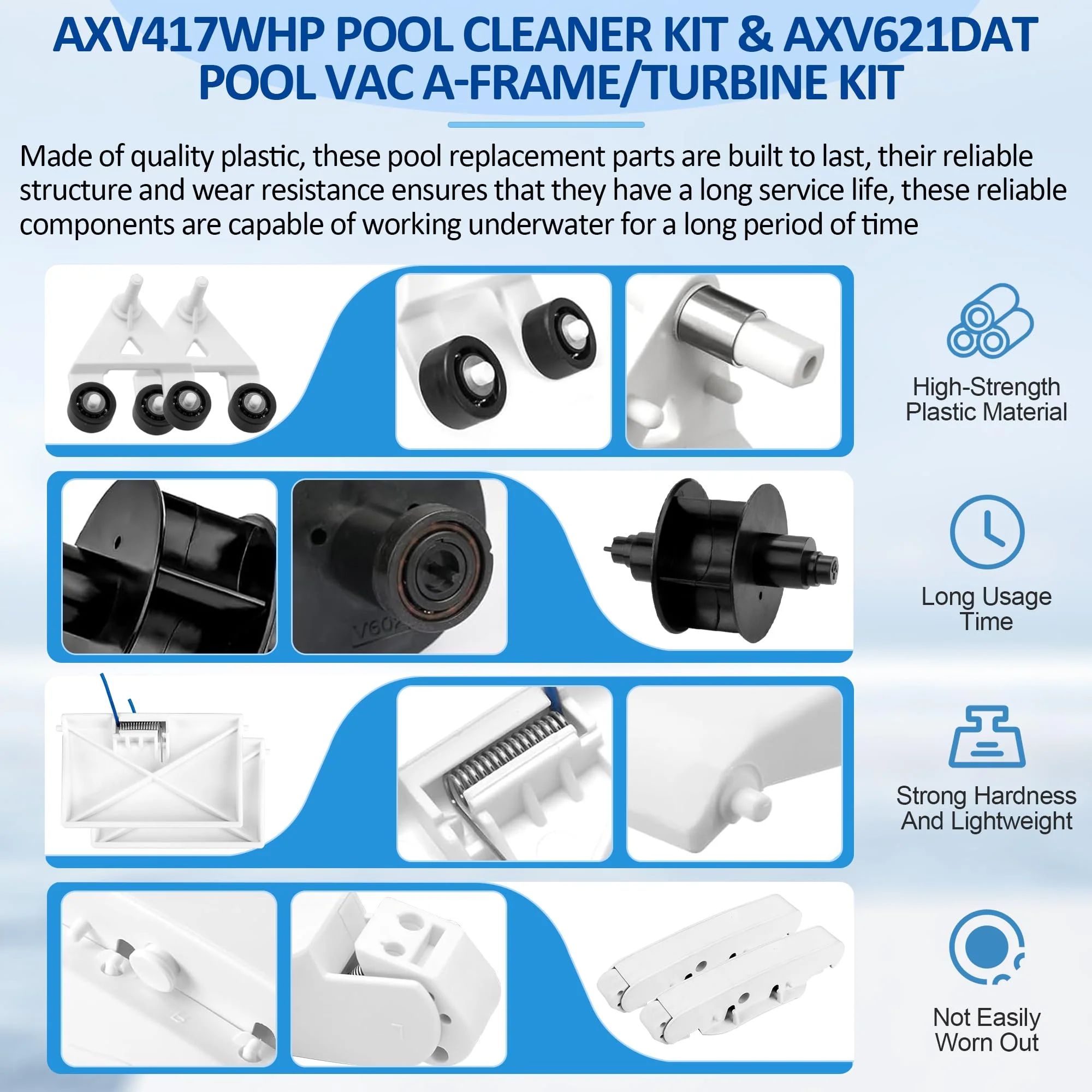 ChangTa Pool Cleaner Pod Swing Combo Kit, AXV621DAT Pool Vac A-Frame/Turbine Tune-Up Rebuild Kit + AXV417WHP Pod + AXV604WHP Bezel + Shoes + Flaps for Hayward Pool Vac, Navigator, Ultra, Aqua Bug - Image 5
