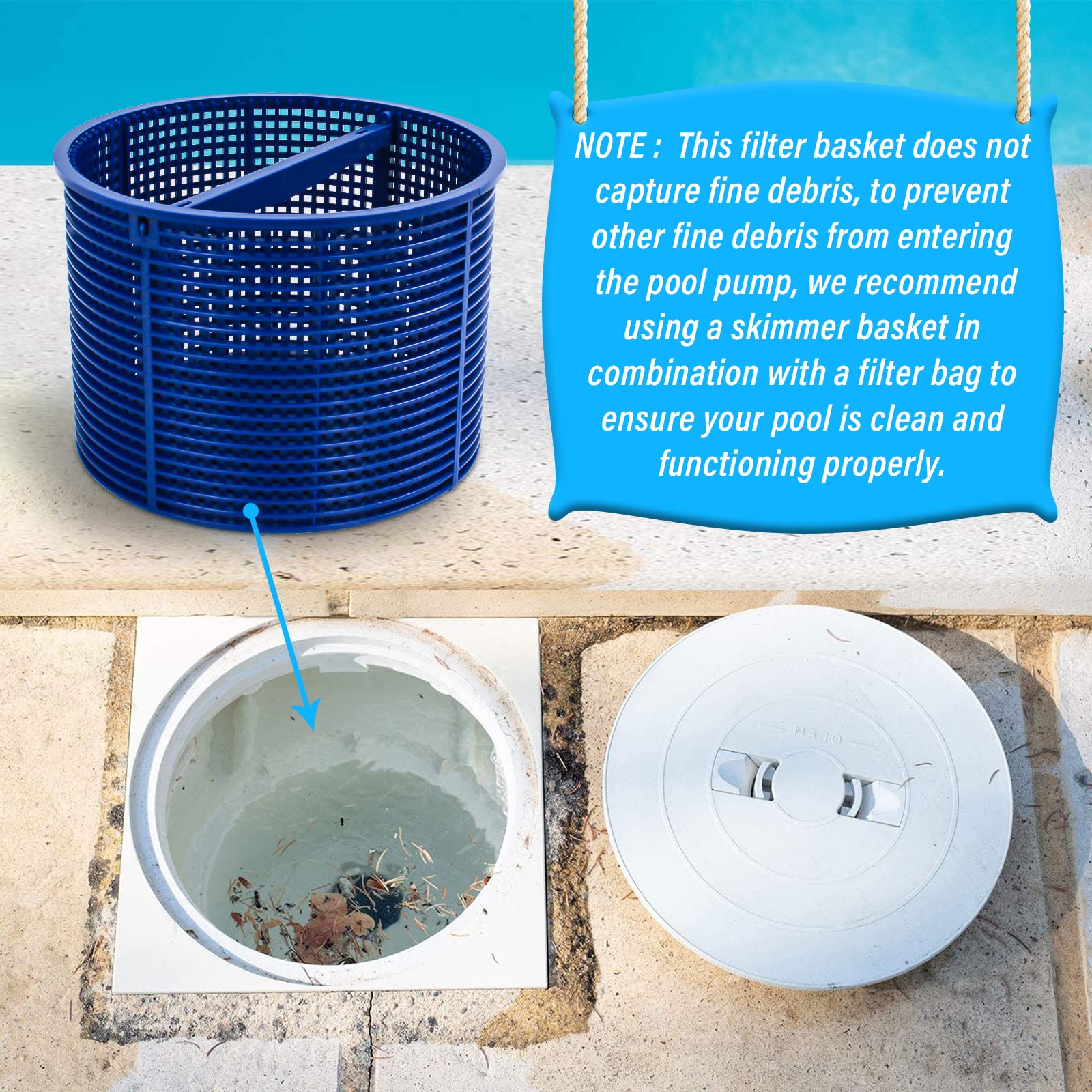 ChangTa Pool Skimmer Basket Replacement, for Hayward SPX1082CA & Aladdin B-152 Skimmer Models SP1082 SP1083 SP1084 1085 1086 SP1075 1075T 1076 1077 Skimmers Basket - Blue - Image 7