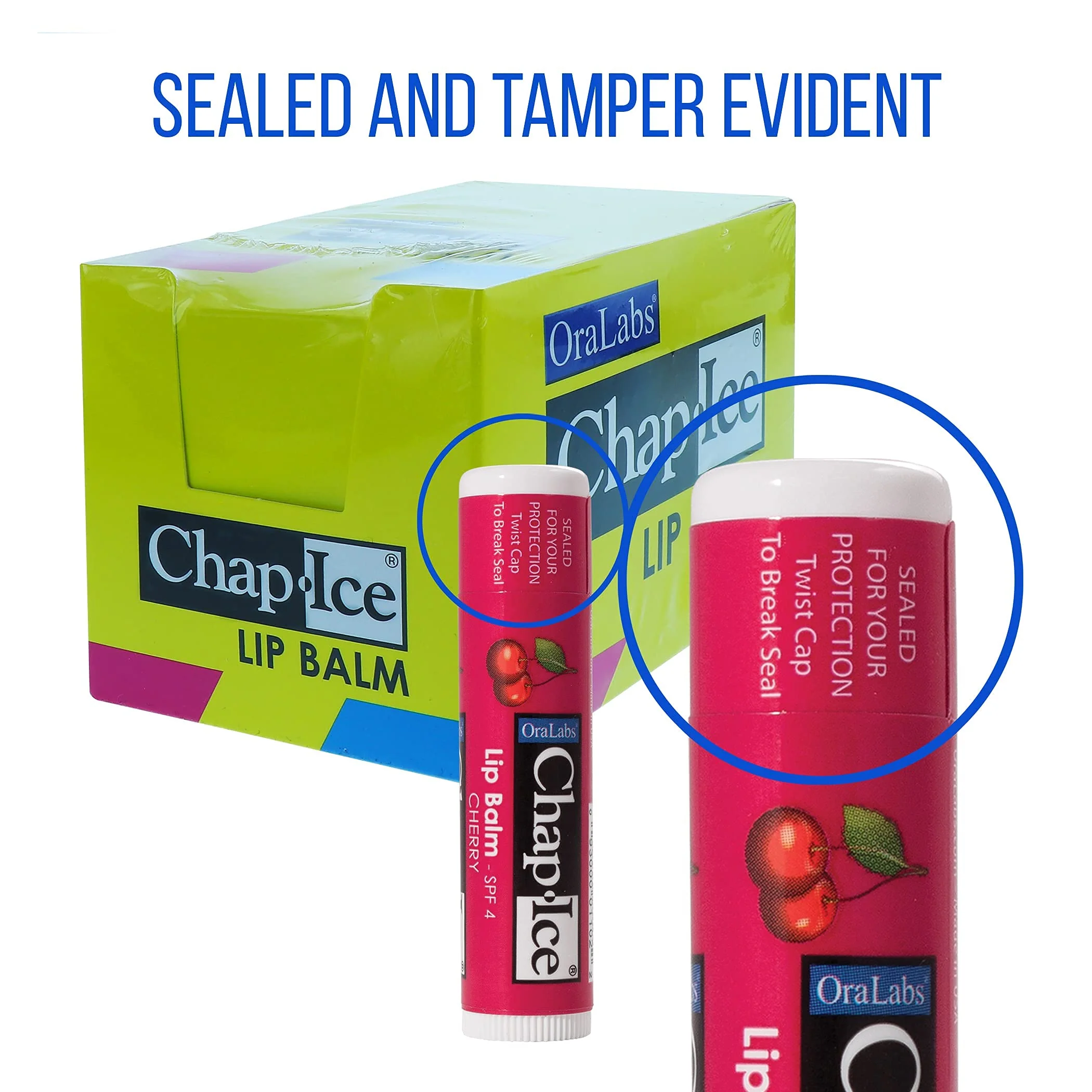 Chap-Ice® | Premium and Traditional Lip Balm for Chapped, Dry, or Windburned Lips | 3 Flavor Assorted (SPF-15) - Cherry, Moisture & Watermelon - 24 Sticks (0.15oz/4.25g) - Image 3