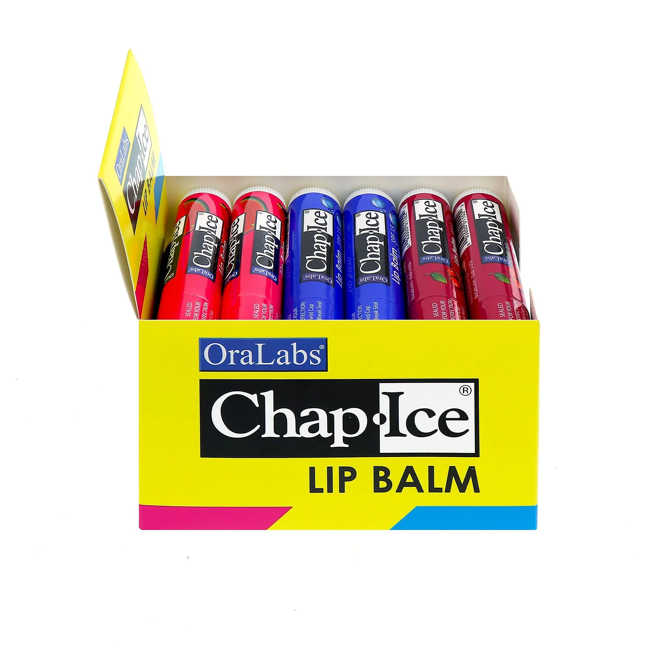 Chap-Ice® | Premium and Traditional Lip Balm for Chapped, Dry, or Windburned Lips | 3 Flavor Assorted (SPF-15) - Cherry, Moisture & Watermelon - 24 Sticks (0.15oz/4.25g) - Image 5