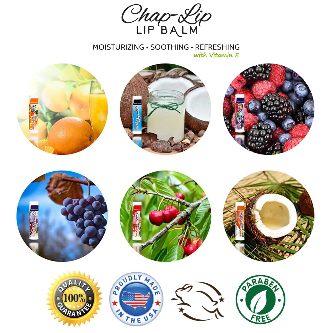 Chap-Lip Lip Balm Vitamin E with Coconut Oil - Lip Moisturizer Treatment - Moisturizing, Soothing, & Refreshing, Total Hydration Treatment & Lip Therapy - Assortment of 6 Refreshing Flavors, 48 Count - Image 3