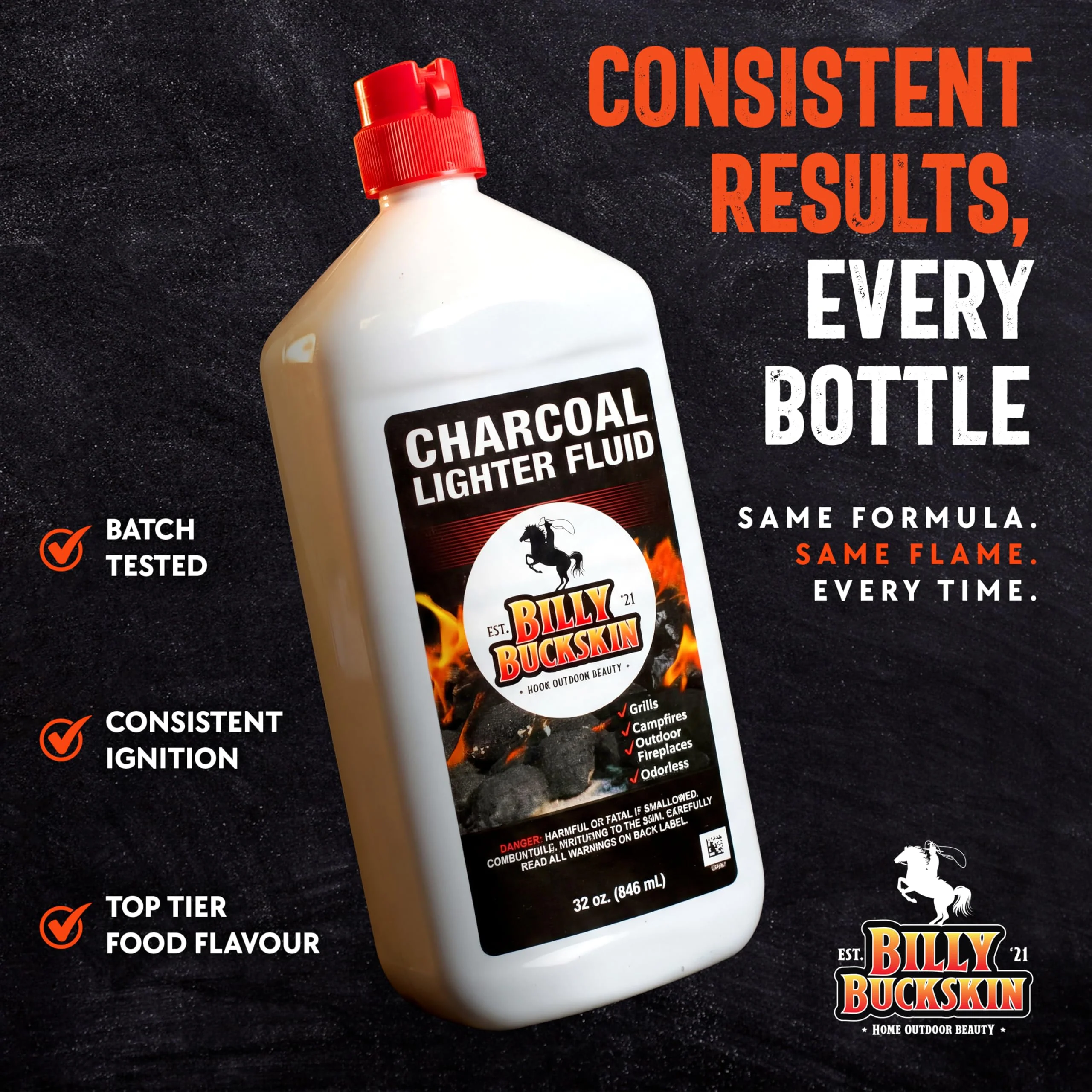 Charcoal Lighter Fluid (1 Quart) - 2 Pack Clean Burning, Low Odor & Fast Lighting Lighter Fuel - Perfect Fire Starter Fluid for Outdoor BBQ, Grilling, Camping, Charcoal & Wood Fires by Billy Buckskin - Image 5