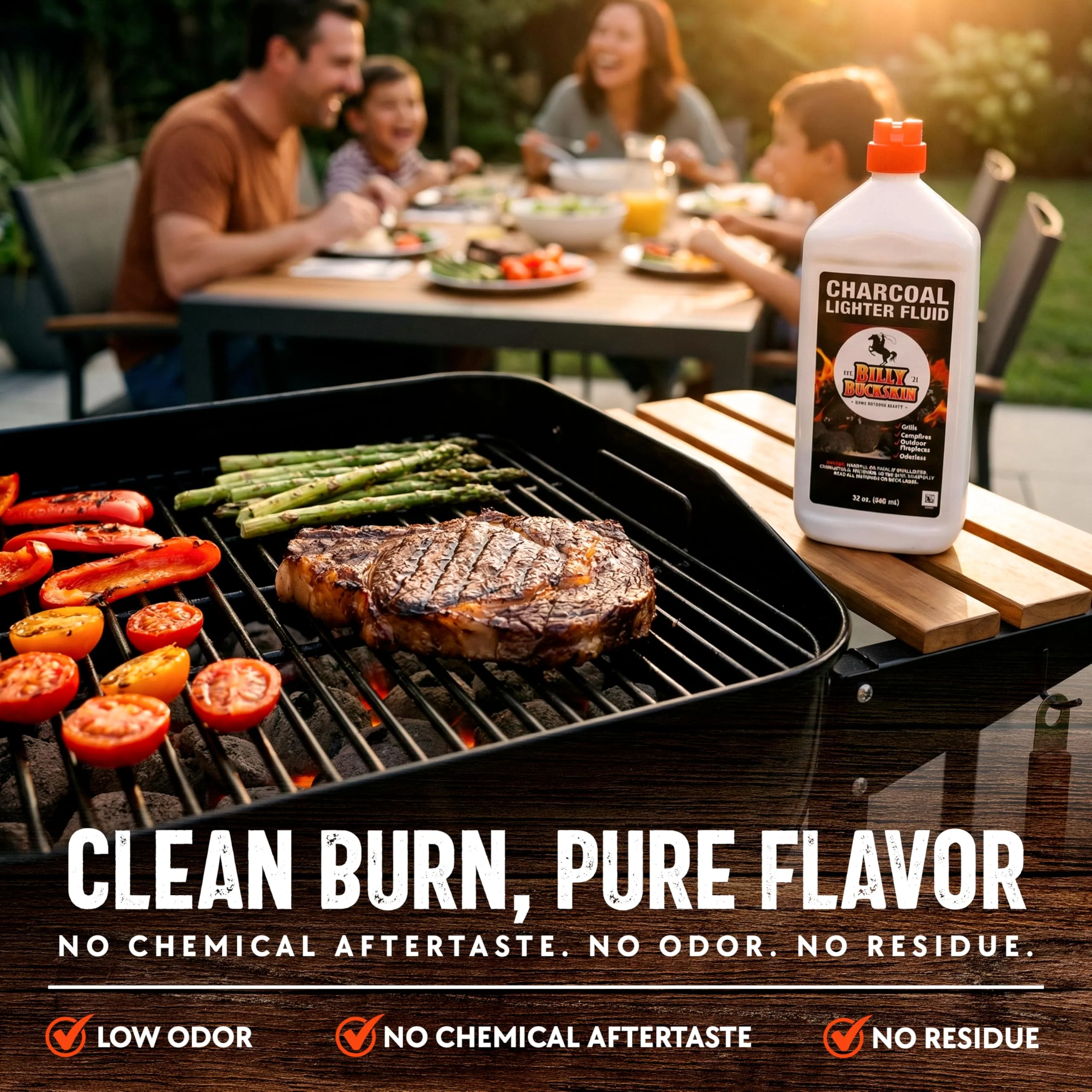 Charcoal Lighter Fluid (1 Quart) - 2 Pack Clean Burning, Low Odor & Fast Lighting Lighter Fuel - Perfect Fire Starter Fluid for Outdoor BBQ, Grilling, Camping, Charcoal & Wood Fires by Billy Buckskin - Image 8