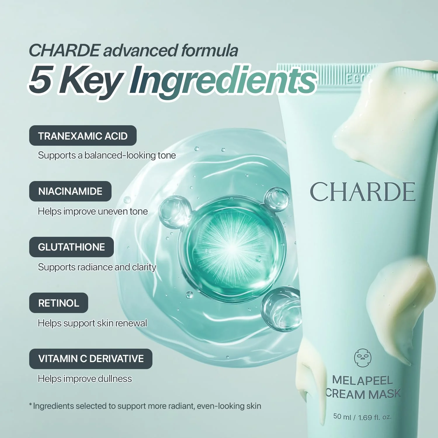 CHARDE Peel Off Cream Mask for Dark Spots, Cream-to-Clear Mask for Brighter, More Even-Looking Skin, At-Home Care Routine (50ml) - Image 4