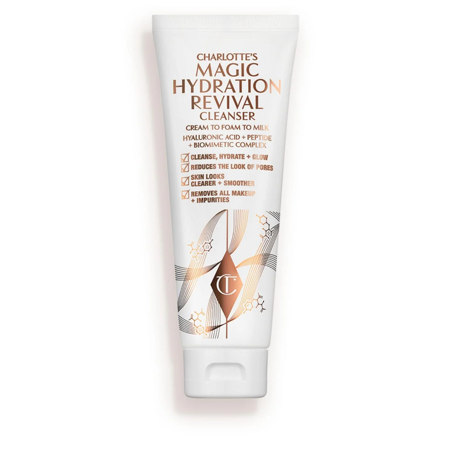Charlotte Tilbury Magic Hydration Revival Facial Cleanser - Gentle, Foaming Face Wash to Hydrate, Revive & Prime Skin - Helps Reduce the Appearance of Pores While Removing Makeup & Impurities (120ml)