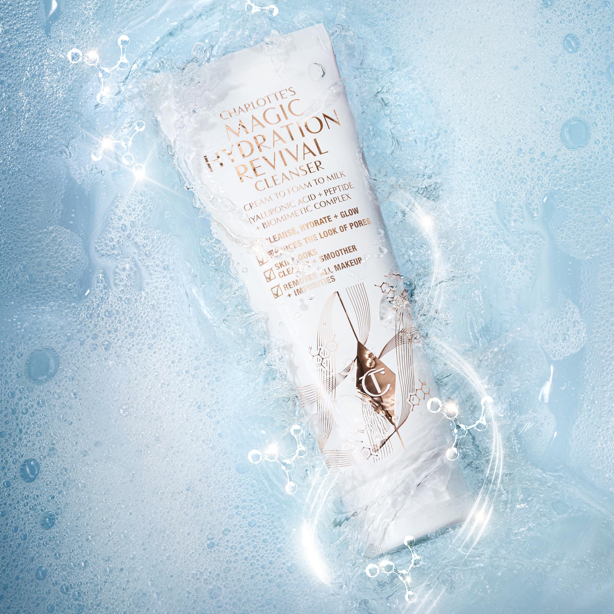 Charlotte Tilbury Magic Hydration Revival Facial Cleanser - Gentle, Foaming Face Wash to Hydrate, Revive & Prime Skin - Helps Reduce the Appearance of Pores While Removing Makeup & Impurities (120ml) - Image 6
