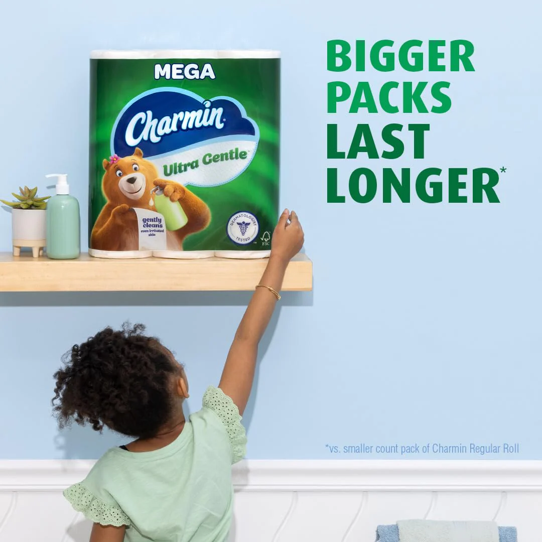 Charmin Ultra Gentle Toilet Paper, 9 Mega Rolls, 231 Sheets Per Roll - Image 4