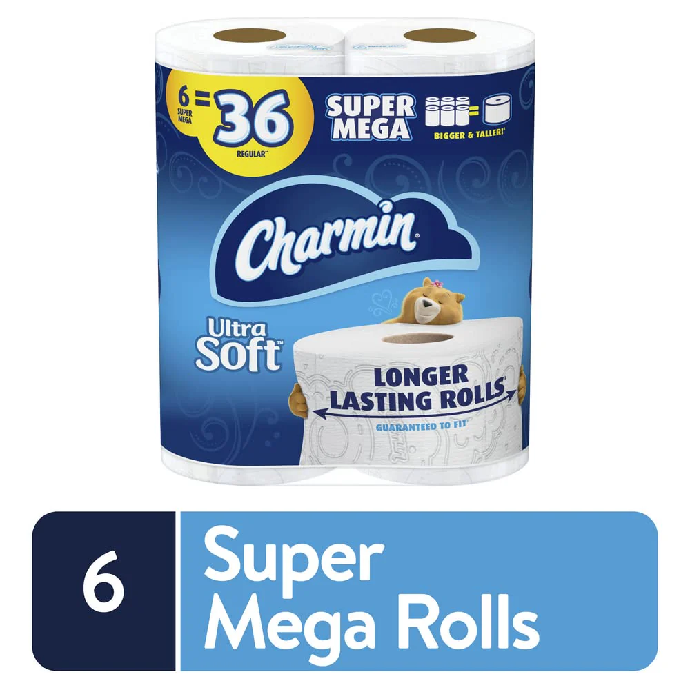 Charmin Ultra Soft Toilet Paper, 6 Super Mega Rolls = 36 Regular Rolls - Image 3