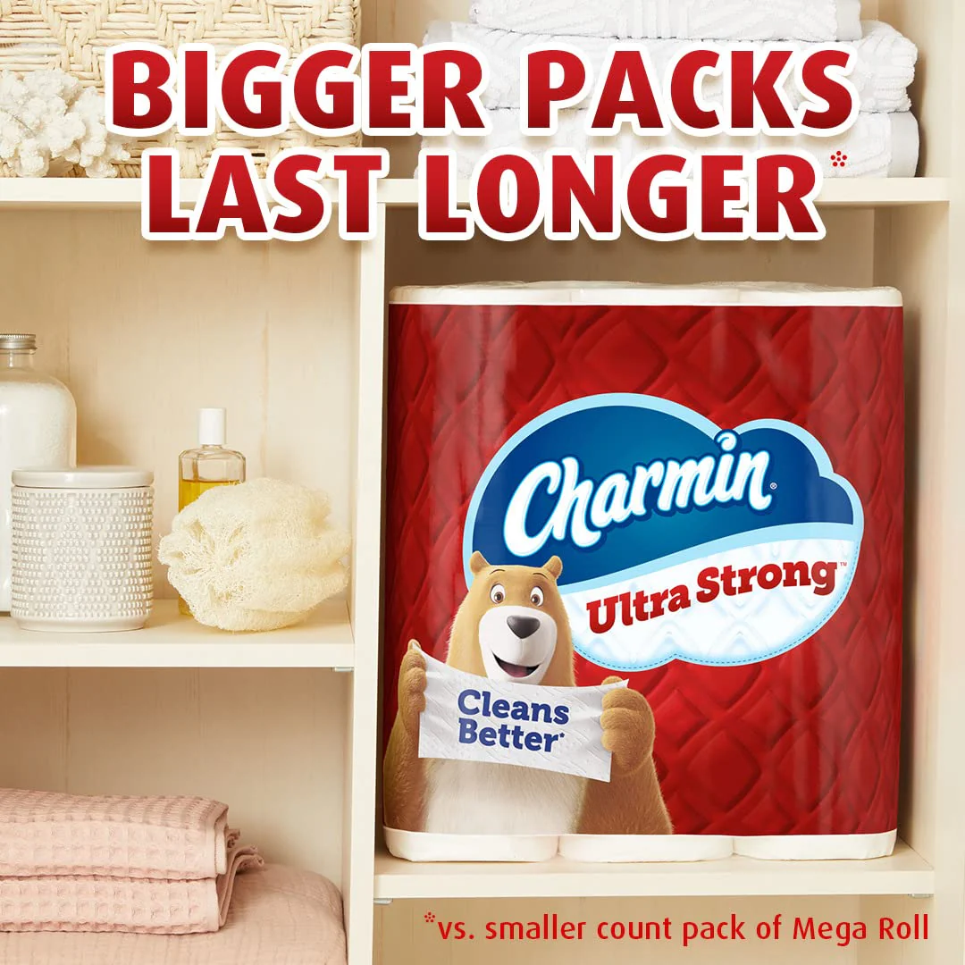 Charmin Ultra Strong Toilet Paper 18 Mega Rolls, 242 Sheets Per Roll - Image 4
