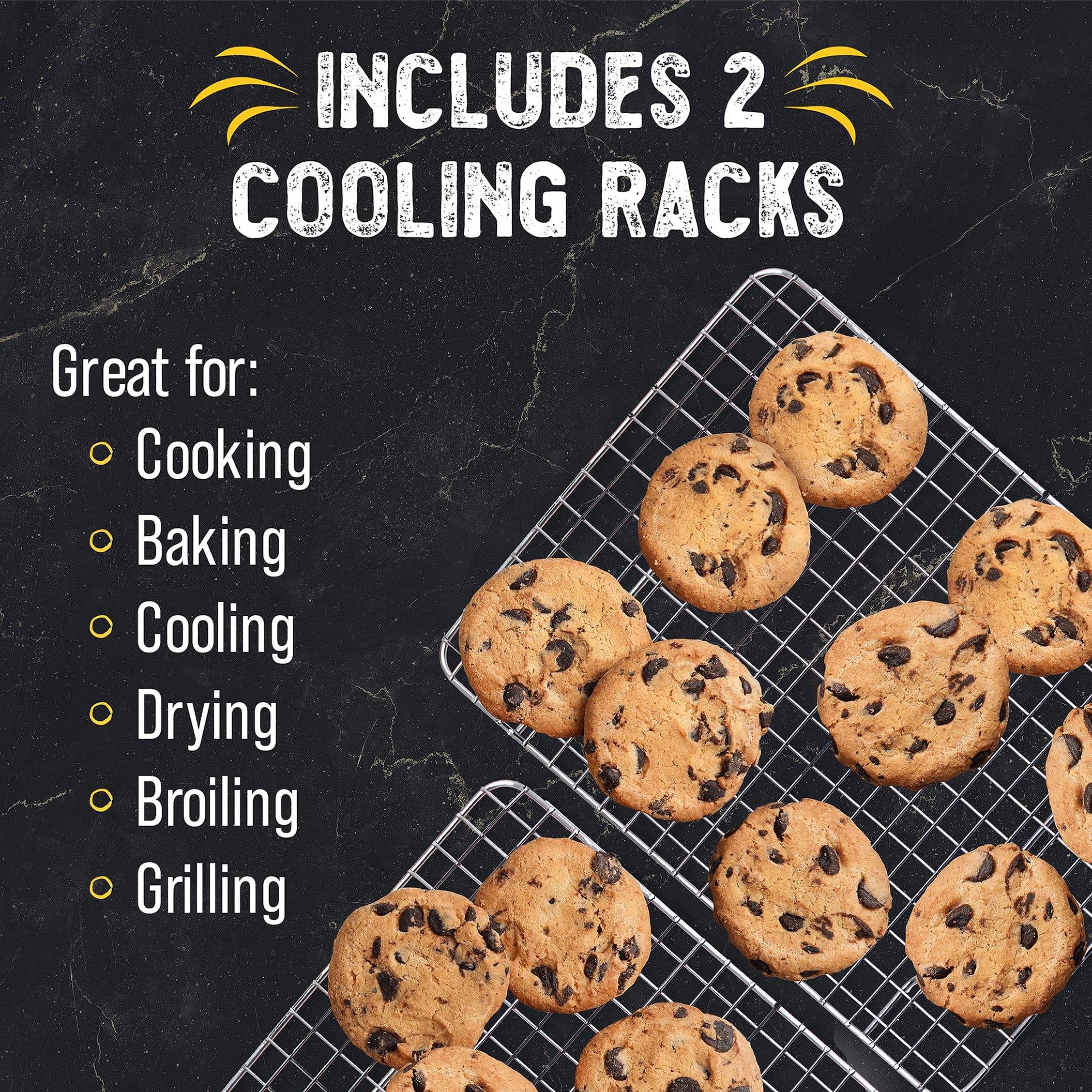 Checkered Chef Cooling Rack for Cooking and Baking - 8” x 11 ¾" Set of 2 Stainless Steel, Oven Safe Grid Wire Cookie Cooling Racks - Image 9