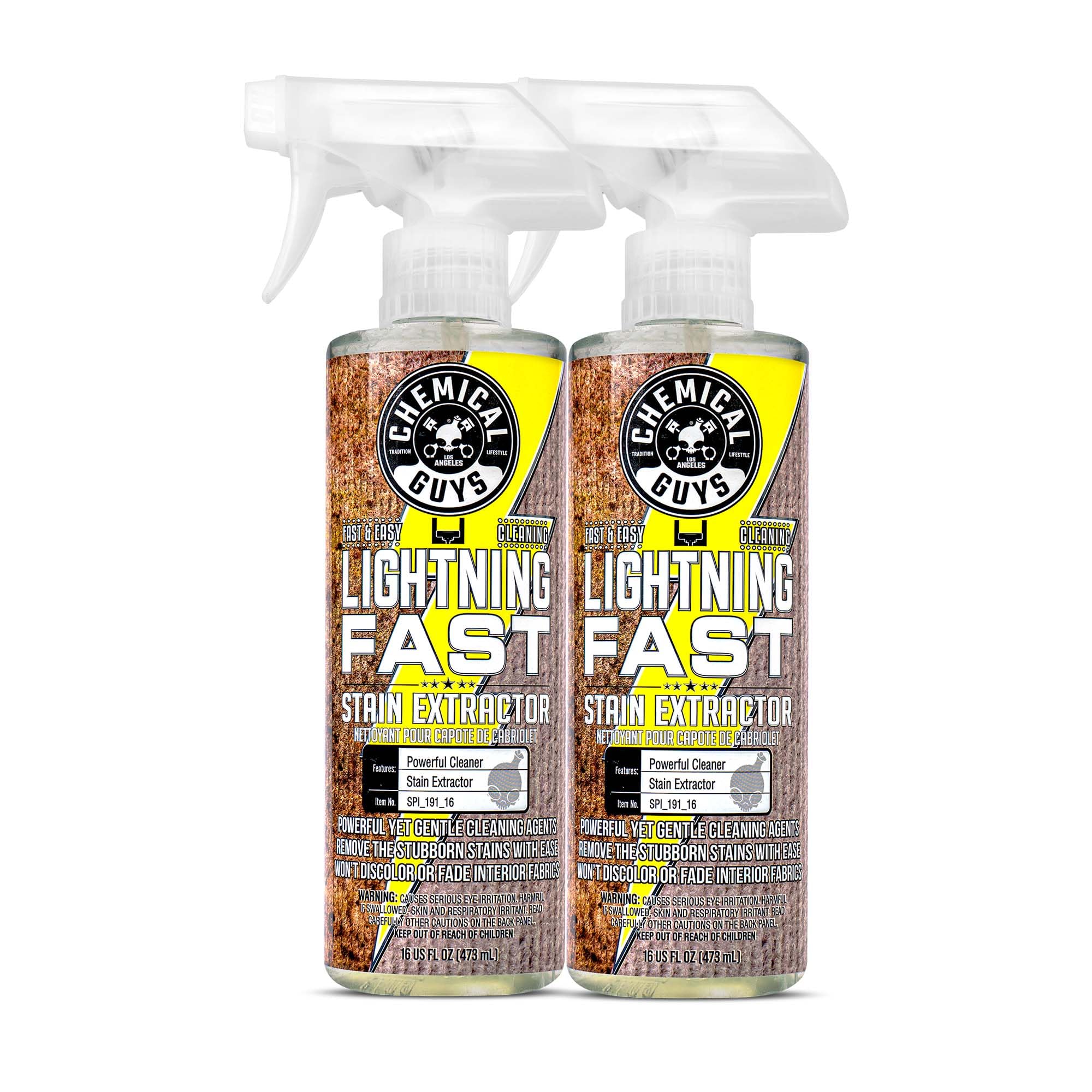 Chemical Guys SPI_191_1602 Lightning Fast Carpet and Upholstery Stain Extractor, (Fabric, Upholstery, & Carpet), Safe for Cars, Home, Office, Furniture & More, 16 fl oz, Fresh Scent (2 Pack)