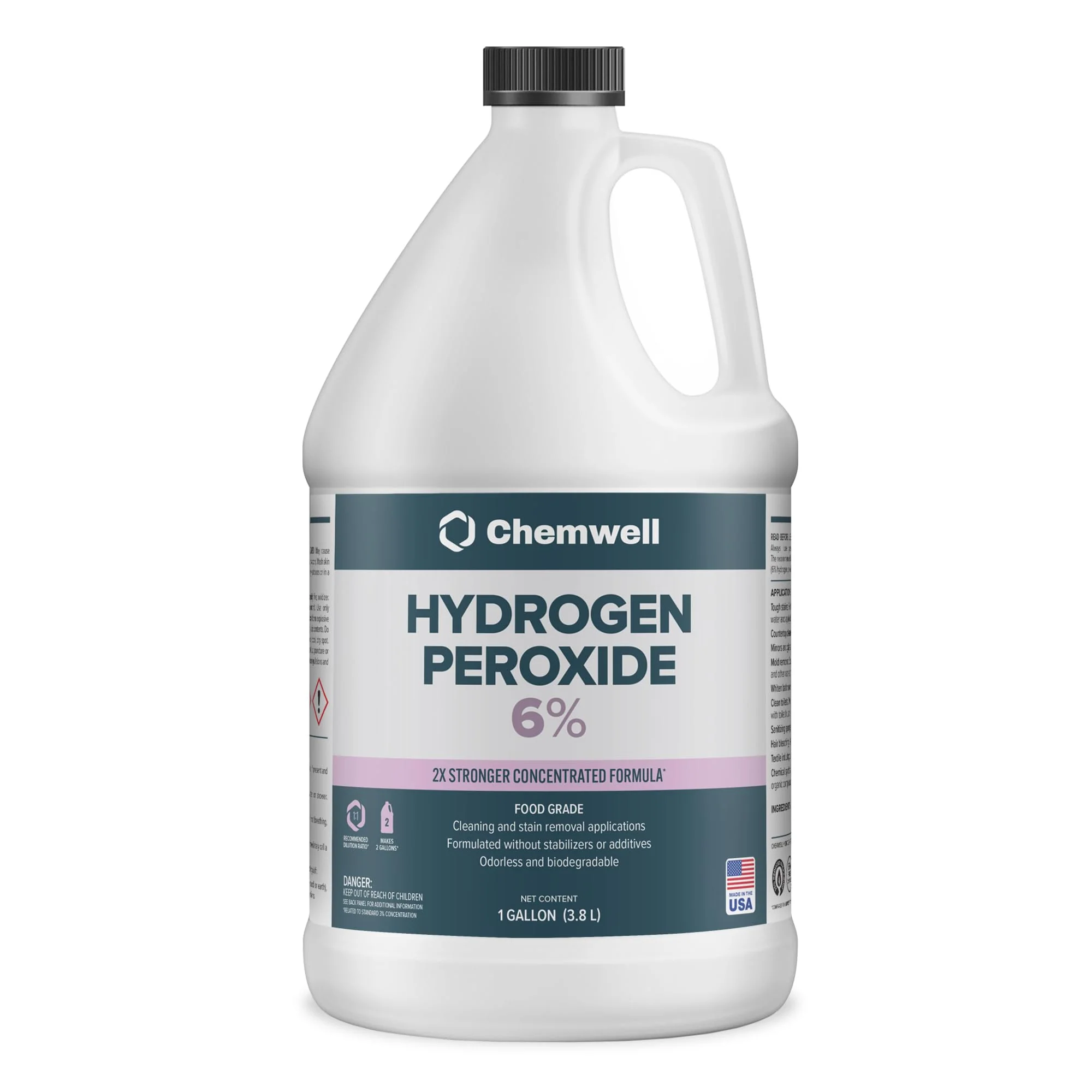 Chemwell 6% Hydrogen Peroxide - 1 Gallon - Multi-Purpose Cleaner for Home, Kitchen, Bath, and Laundry - Made in USA - for Household Use
