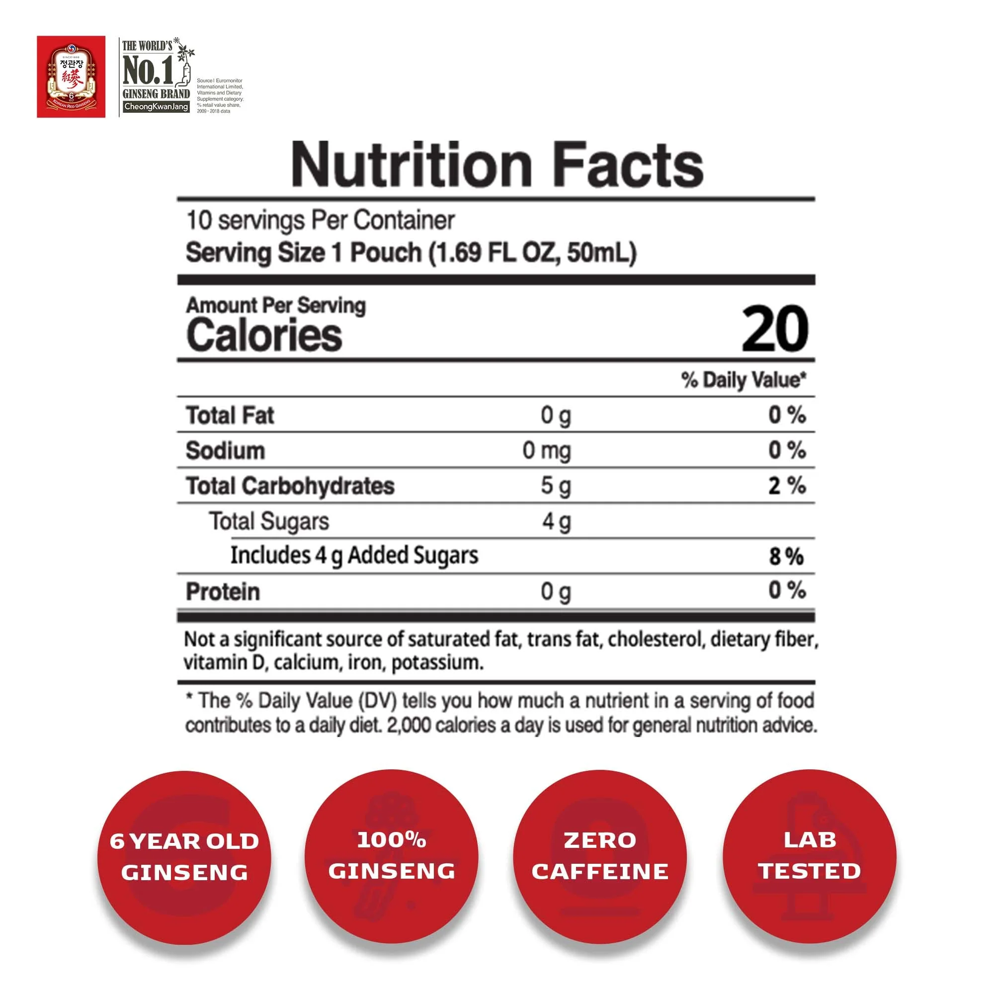 CheongKwanJang Hong Sam Won Plus - Korean Red Ginseng Drink, Korean Red Panax Ginseng Extract Drinks, Pre Workout Energy Drink for Men & Women, Korean Food, Boost Productivity - 60 Pouches - Image 3