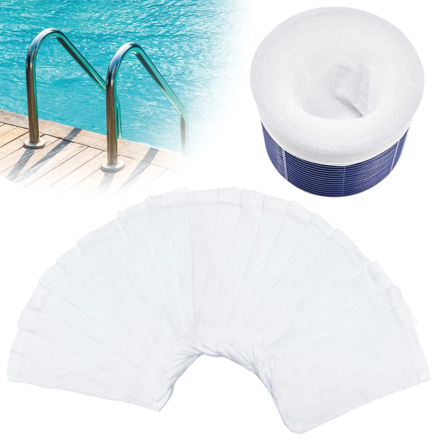 chicarry 200 Pack Pool Skimmer Socks, Reusable Pool Socks for Skimmer Basket, Skimmer Socks for Above Ground & Inground Pool (200 Pack)