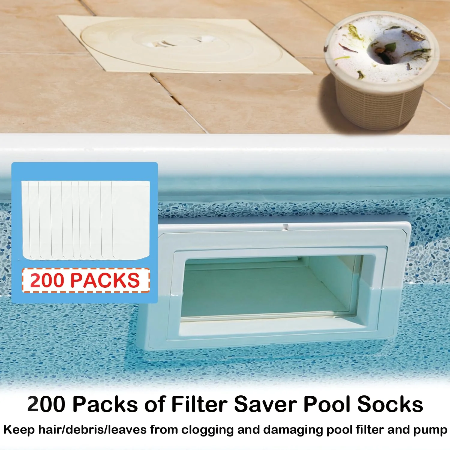 chicarry 200 Pack Pool Skimmer Socks, Reusable Pool Socks for Skimmer Basket, Skimmer Socks for Above Ground & Inground Pool (200 Pack) - Image 6