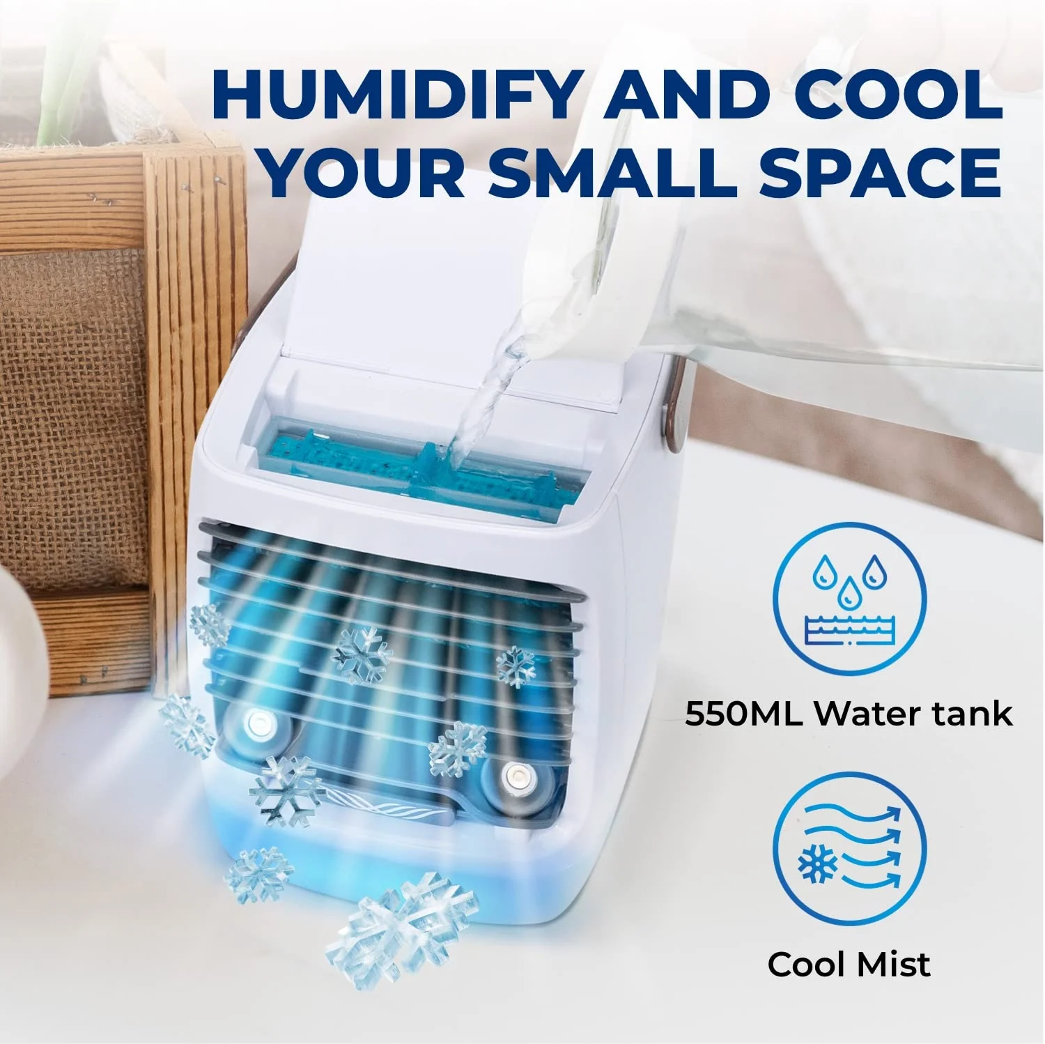 ChillWell 2.0 Evaporative Air Cooler for Room - 4-Speed Mini Portable Swamp Coolers with Humidifier | Indoor Personal Cooling Unit In Bedroom, Home Office, and Camping | USB- Rechargeable, Easy Setup - Image 7
