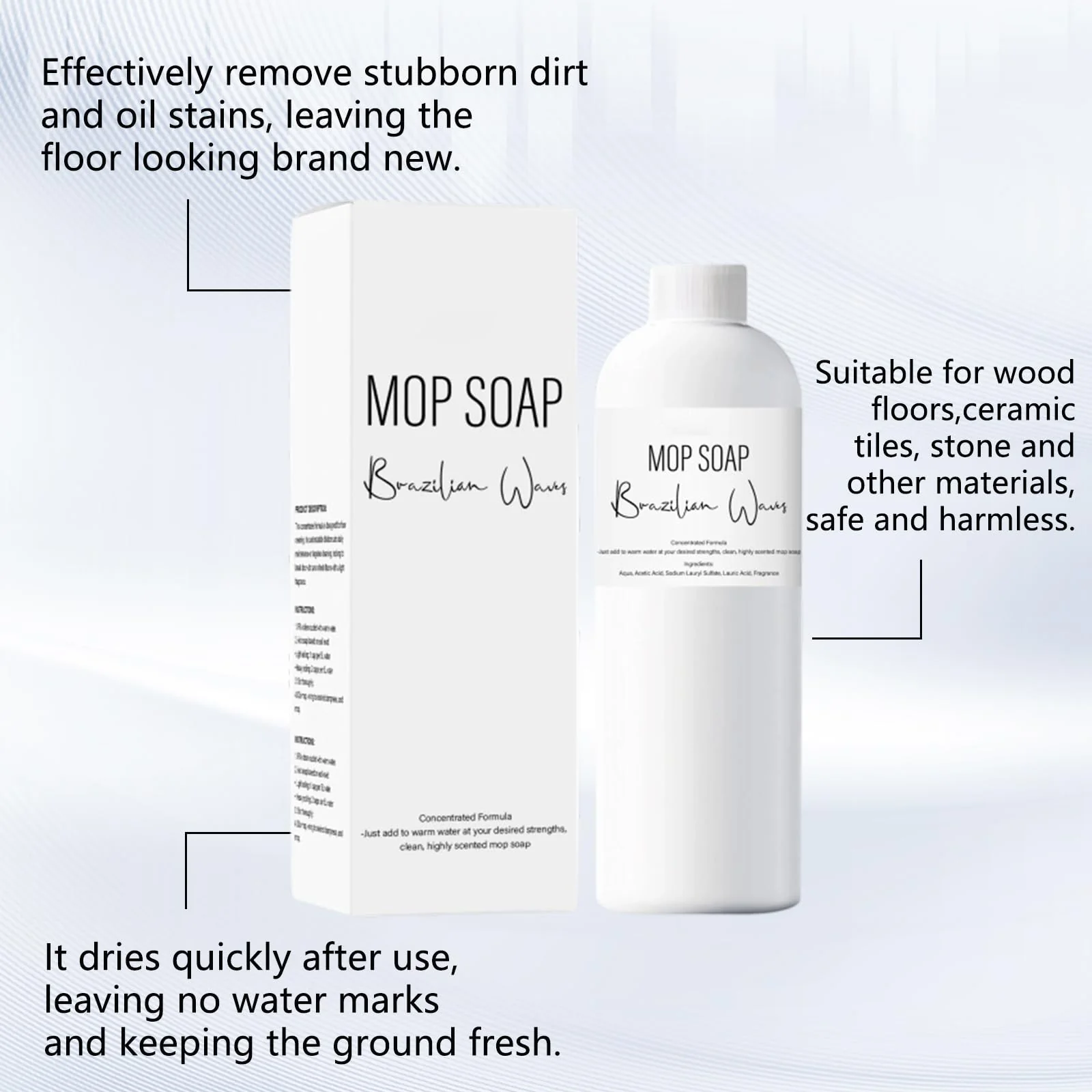 Chinosuo New Brazilian Waves Mop Soap, Mop Soap For Floor Cleaning, Mop Soap Brazilian Wave, Multipurpose Mop Soap For Home Cleaning (120ML) - Image 2