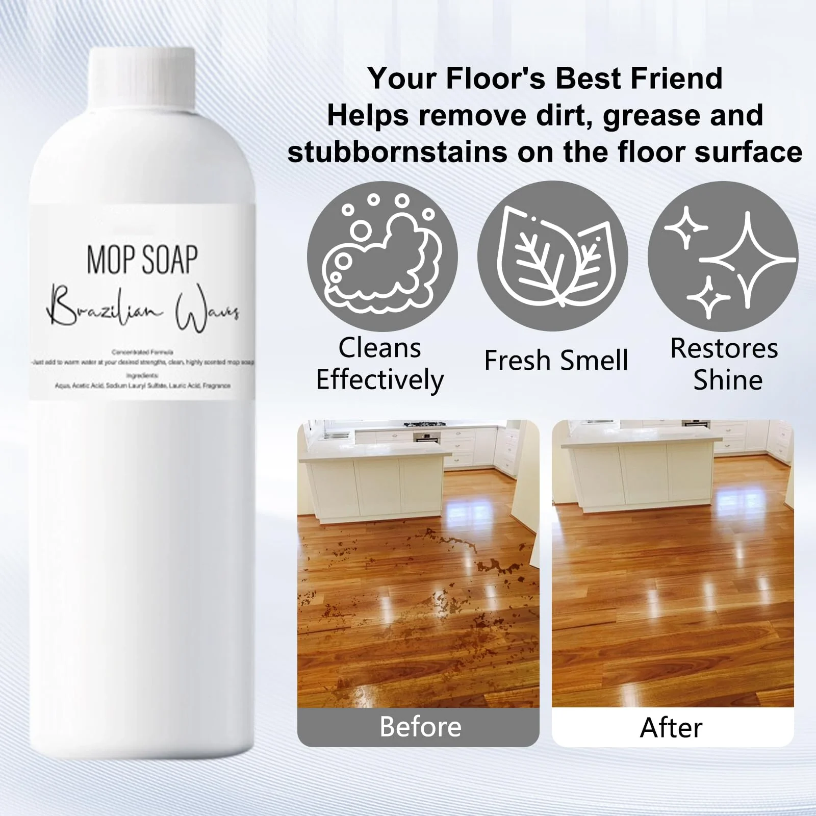 Chinosuo New Brazilian Waves Mop Soap, Mop Soap For Floor Cleaning, Mop Soap Brazilian Wave, Multipurpose Mop Soap For Home Cleaning (120ML) - Image 7