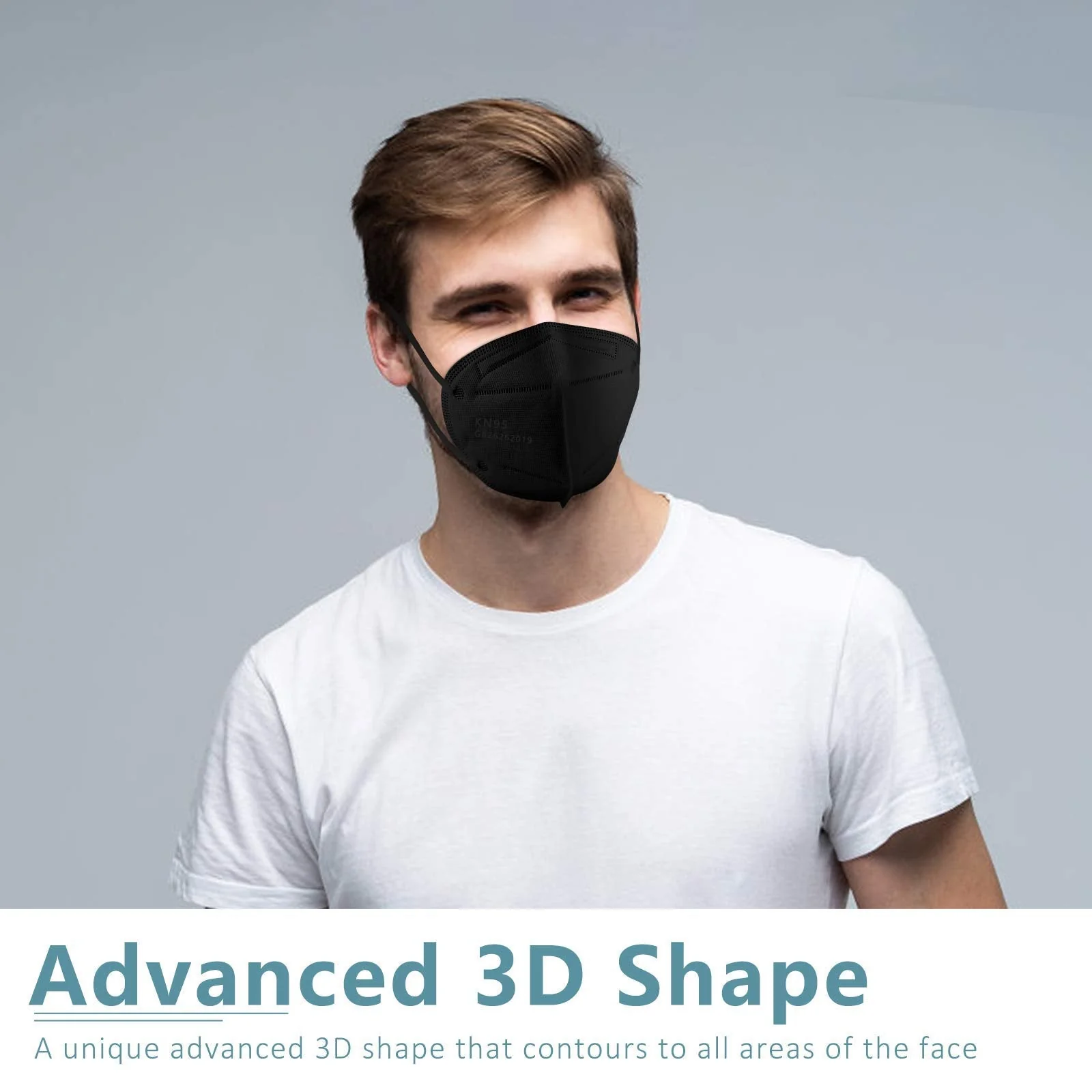 ChiSip KN95 Face Mask 60 Pcs, 5 Layer Cup Dust Safety Masks, Breathable Protection Masks Against PM2.5 Dust for Men, Women Black - Image 4