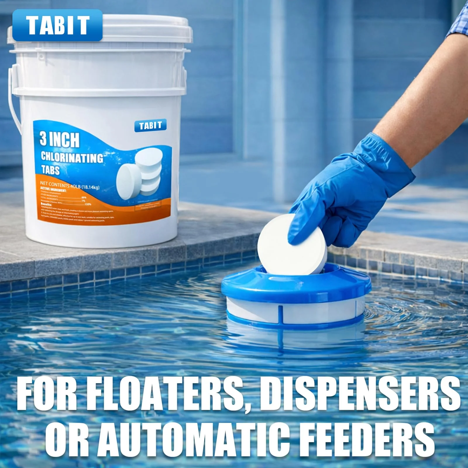 Chlorine Tablets 3 inch 40 Pounds, TABIT Swimming Pool Long Lasting Chlorinating Tablets, Slow Dissolving, Tri-Chlor for Swim Pool, Hot Tubs, Spa - Image 5