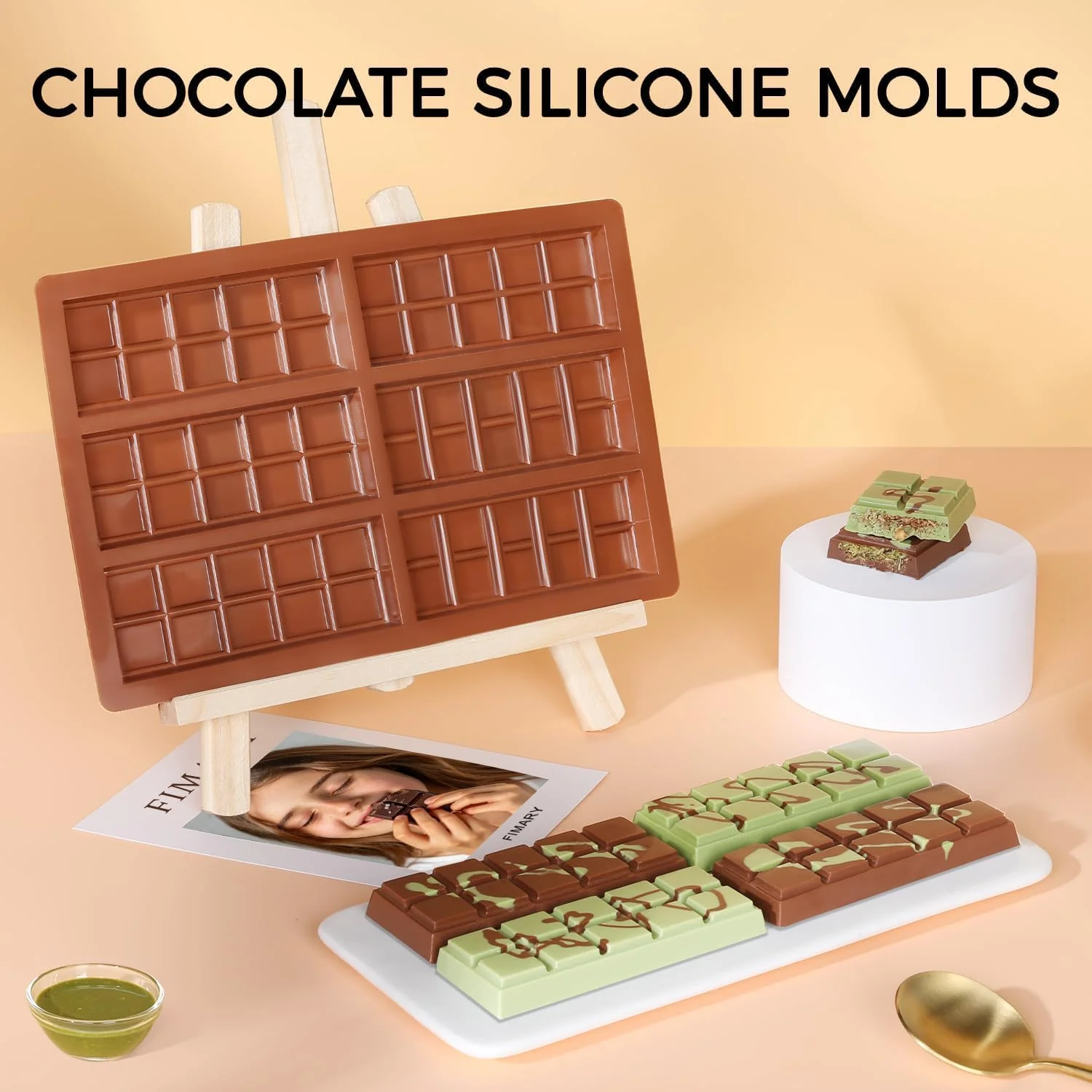 Chocolate Molds - Non-Stick Chocolate Mold, Food Grade Silicone Chocolate Bar Mold for Baking, Candy, Chocolate Snacks,DIY Homemade - Set of 4 - Image 2