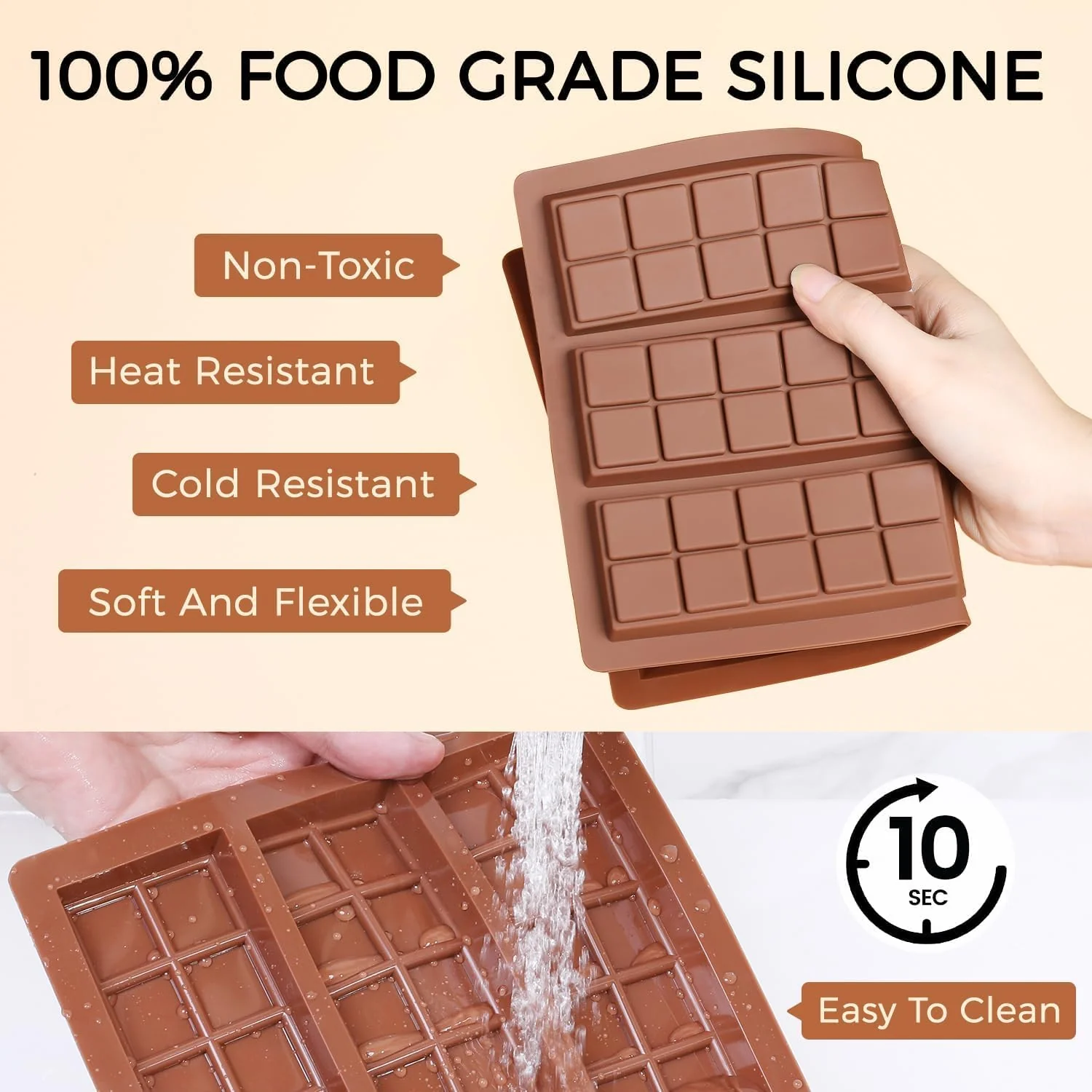 Chocolate Molds - Non-Stick Chocolate Mold, Food Grade Silicone Chocolate Bar Mold for Baking, Candy, Chocolate Snacks,DIY Homemade - Set of 4 - Image 5