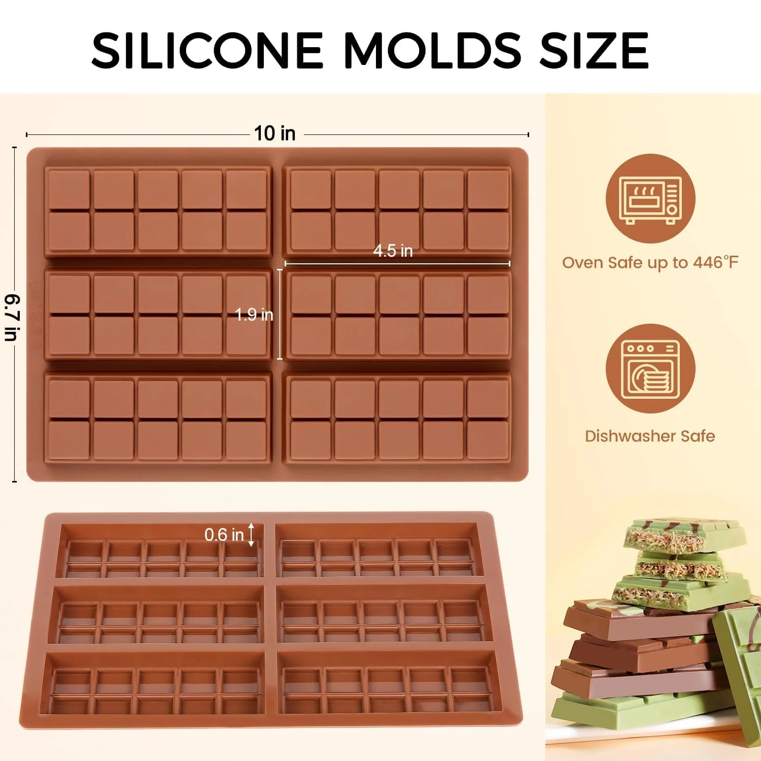 Chocolate Molds - Non-Stick Chocolate Mold, Food Grade Silicone Chocolate Bar Mold for Baking, Candy, Chocolate Snacks,DIY Homemade - Set of 4 - Image 6