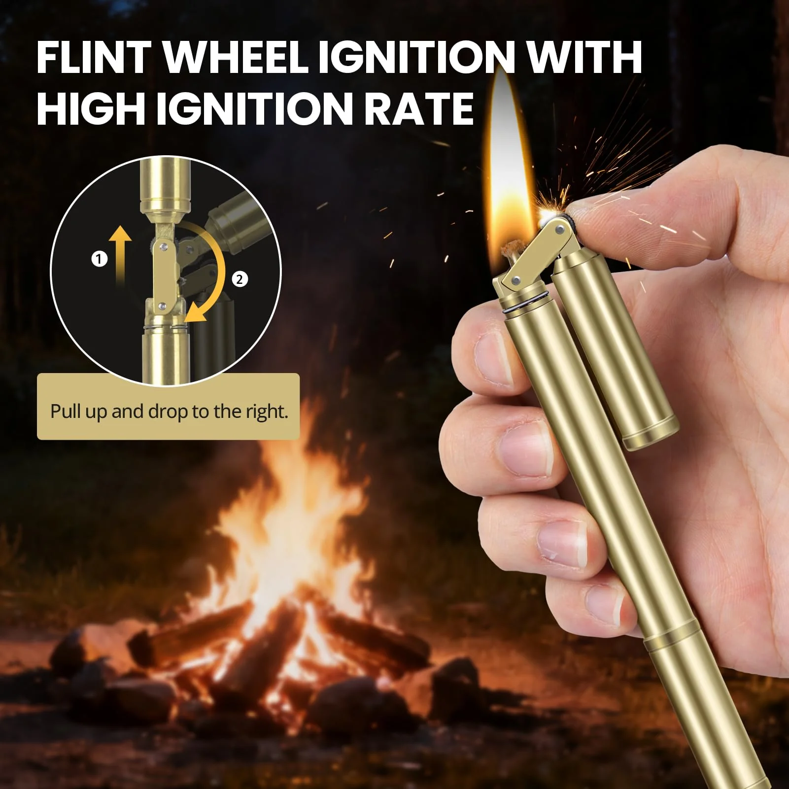 CHOICEDC Vintage Lighter, Cool Trench Lighter, Unique Slim Kerosene Lighters Fluid Refillable, Antique Brass Pipe Lighters with Spare Oil Tank and Flint Chamber, Novelty Gifts for Men Women, No Fuel - Image 8