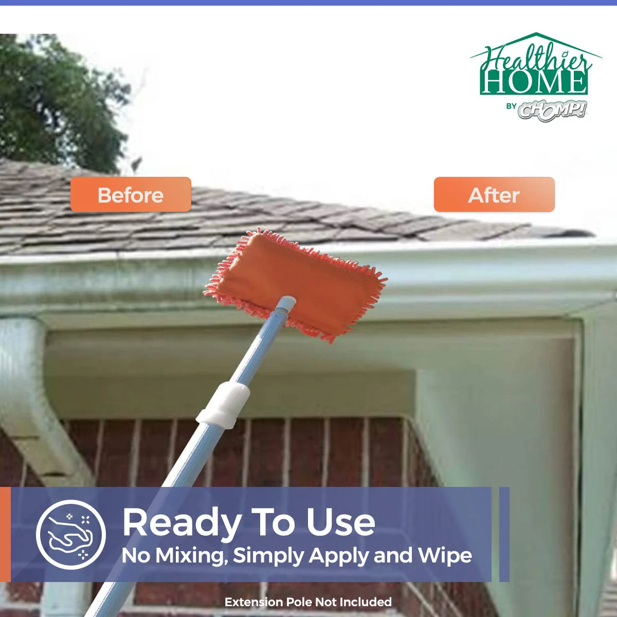 Chomp! Microfiber Gutter Cleaner Tool: Ultimate Gutter Cleaning Smop for All Types of Rain Gutters, Siding and Metal Trim - Instantly Clean Black Streaks, Mold, Mildew, Algae, Dirt and More - Image 3