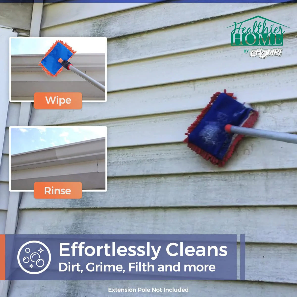 Chomp! Microfiber Gutter Cleaner Tool: Ultimate Gutter Cleaning Smop for All Types of Rain Gutters, Siding and Metal Trim - Instantly Clean Black Streaks, Mold, Mildew, Algae, Dirt and More - Image 6