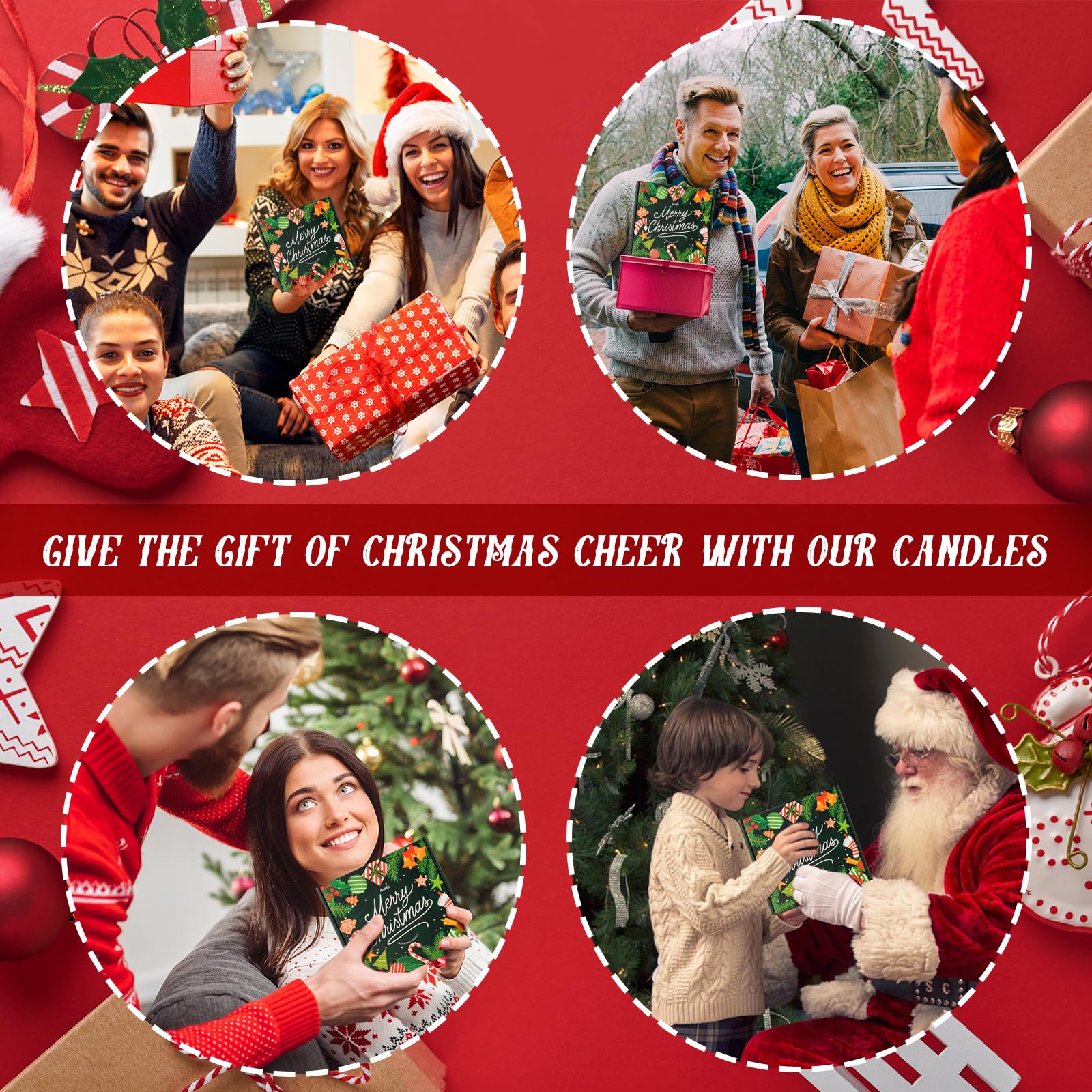 Christmas Candle Set | 4Pack Scented Candles Holiday Candle Gifts - Soy Candles Home Scented, Xmas Gift for Women and Men - Scents of Christmas Tree/Spice/Cookies/EVE - Image 2