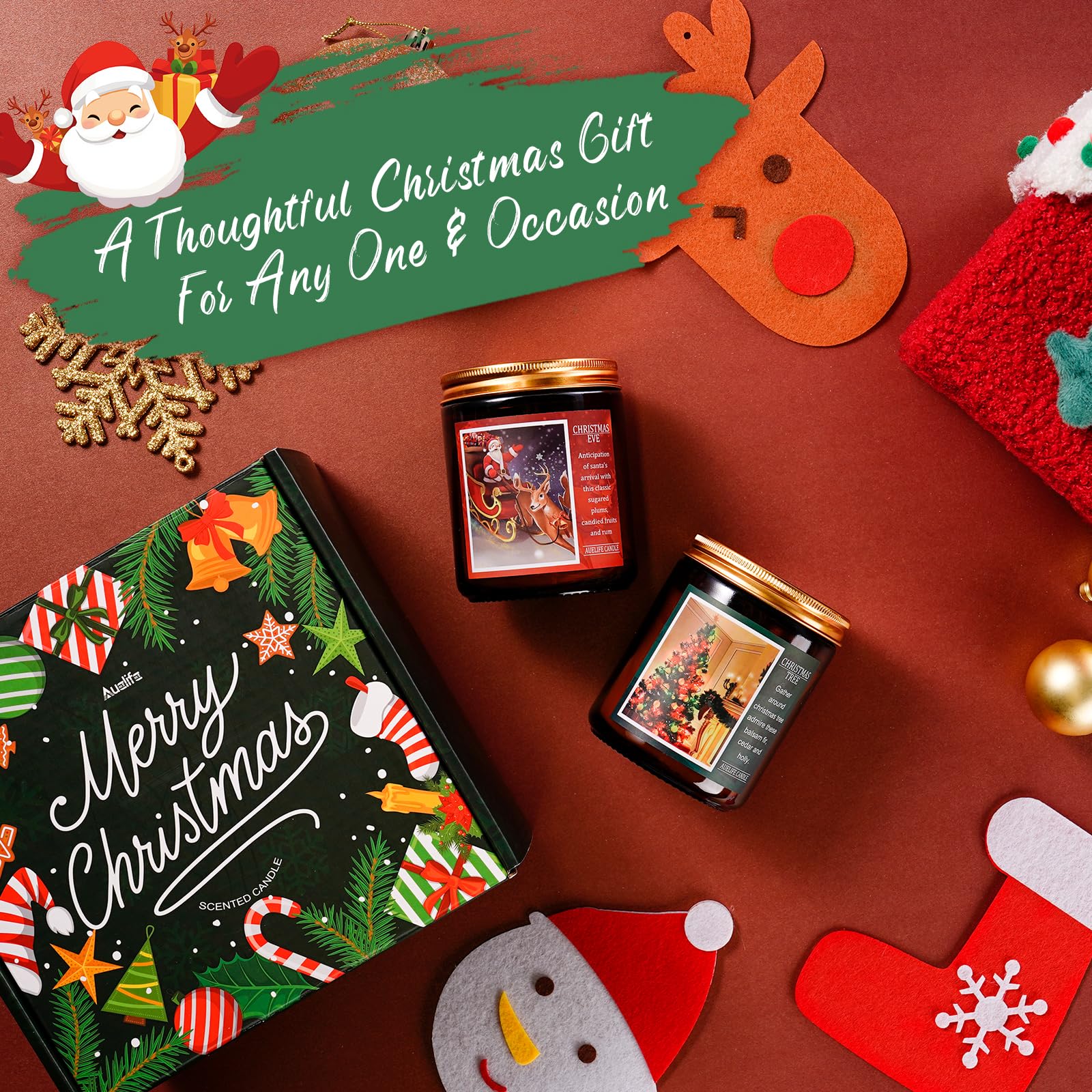 Christmas Candle Set | 4Pack Scented Candles Holiday Candle Gifts - Soy Candles Home Scented, Xmas Gift for Women and Men - Scents of Christmas Tree/Spice/Cookies/EVE - Image 3