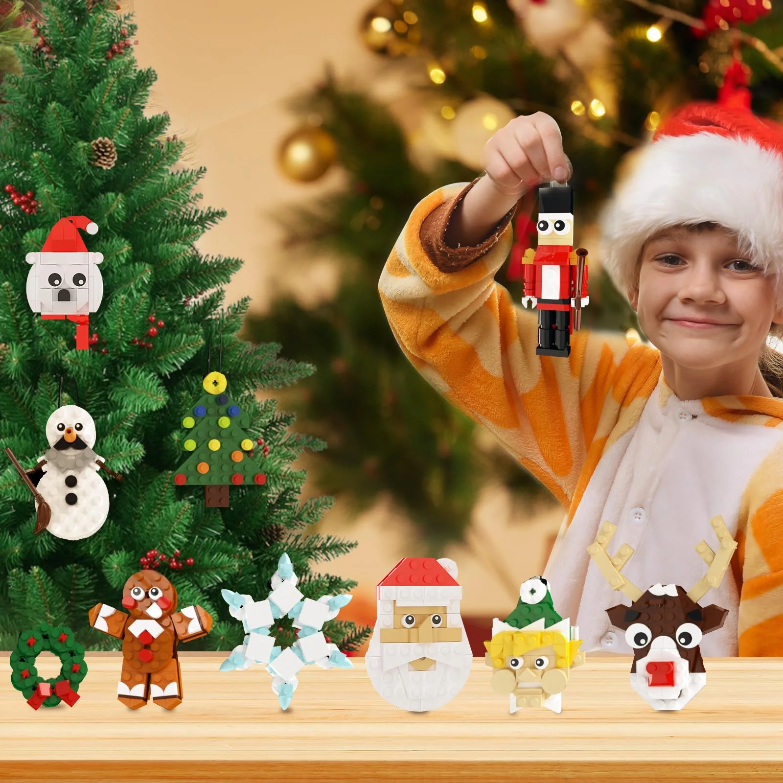 Christmas Ornaments Building Kit, Christmas Tree, Wreath, Santa, Snowman, Gingerbread, Reindeer, Nutcrackers, Snowflake 11-in-1. Stocking Stuffers Decor Toys Gifts for Boys Girls Kids. - Image 2