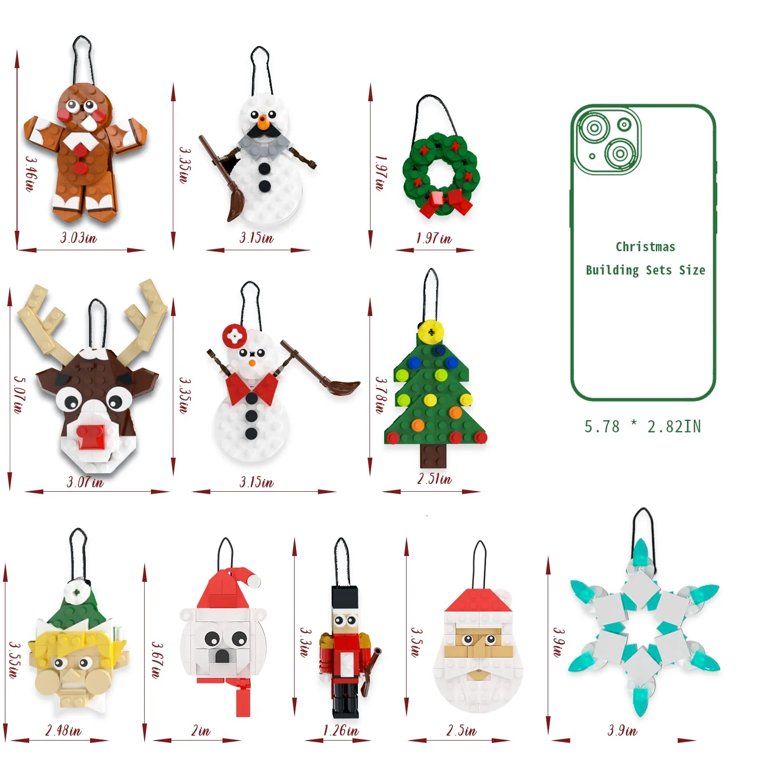 Christmas Ornaments Building Kit, Christmas Tree, Wreath, Santa, Snowman, Gingerbread, Reindeer, Nutcrackers, Snowflake 11-in-1. Stocking Stuffers Decor Toys Gifts for Boys Girls Kids. - Image 5