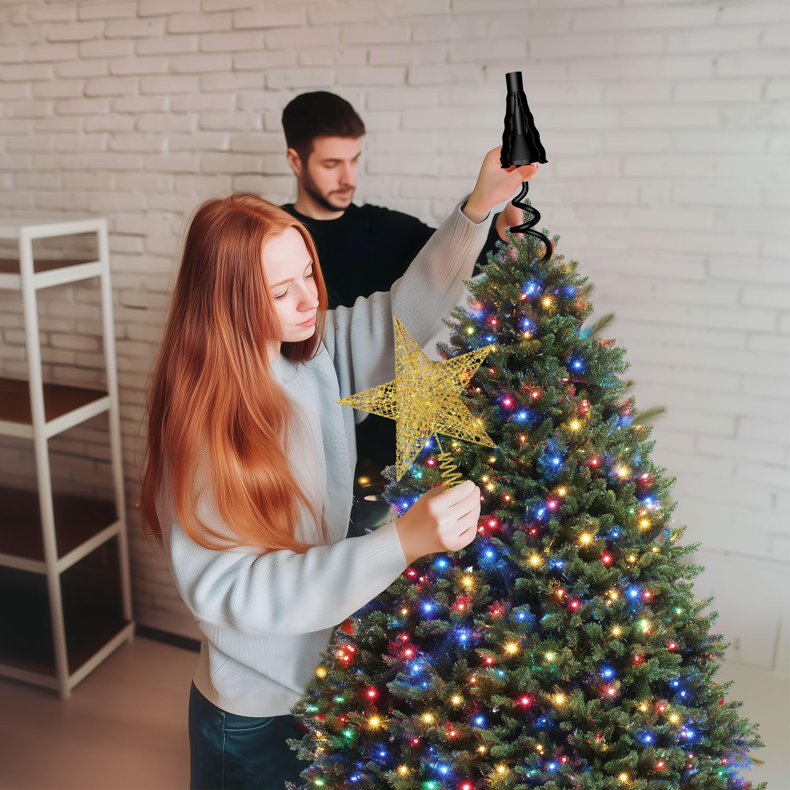 Christmas Tree Topper Holder - Twist On Universal Stabilizer with Adjustable Attachments. Secure Lock for Treetop Ornaments, Fits Most Basic Tree Types & Topper Bases (Black) - Image 7