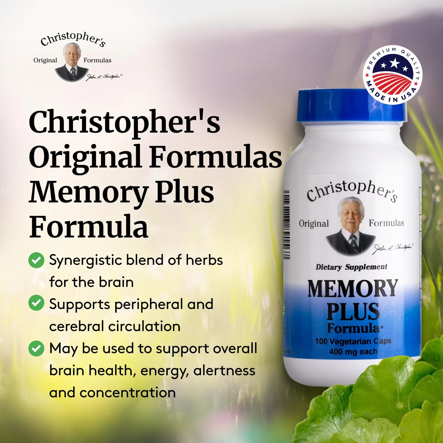 Christopher's Original Formulas Memory Plus Herbal Blend - Brain Supplements for Memory & Focus - Supports Cognitive Function, Energy, & Alertness - Image 4