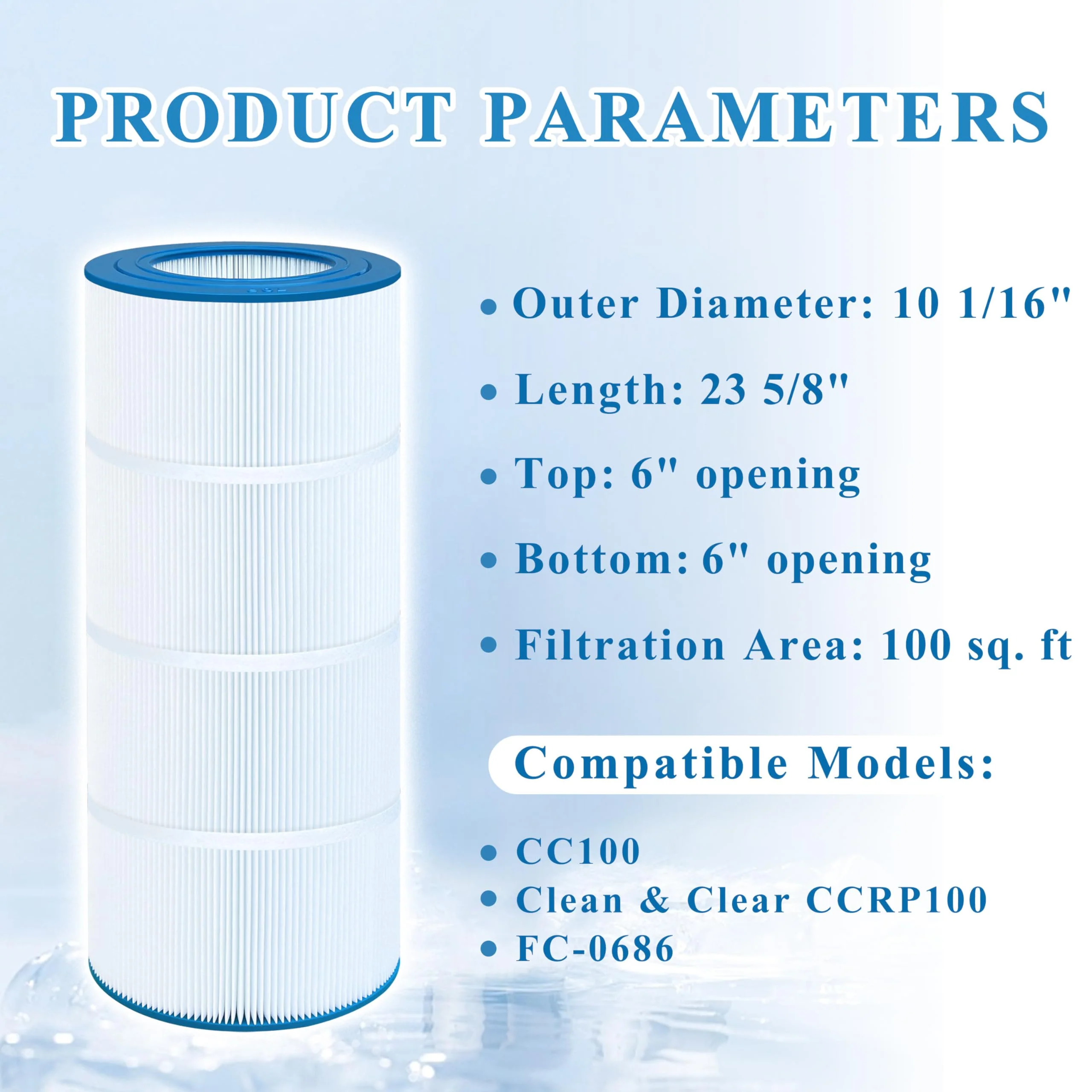Chryseos Pool Filter Compatible with CC100, CCRP100, C-9410, PAP100-4/M4, FC-0686, R173215, 1 Pack - Image 7