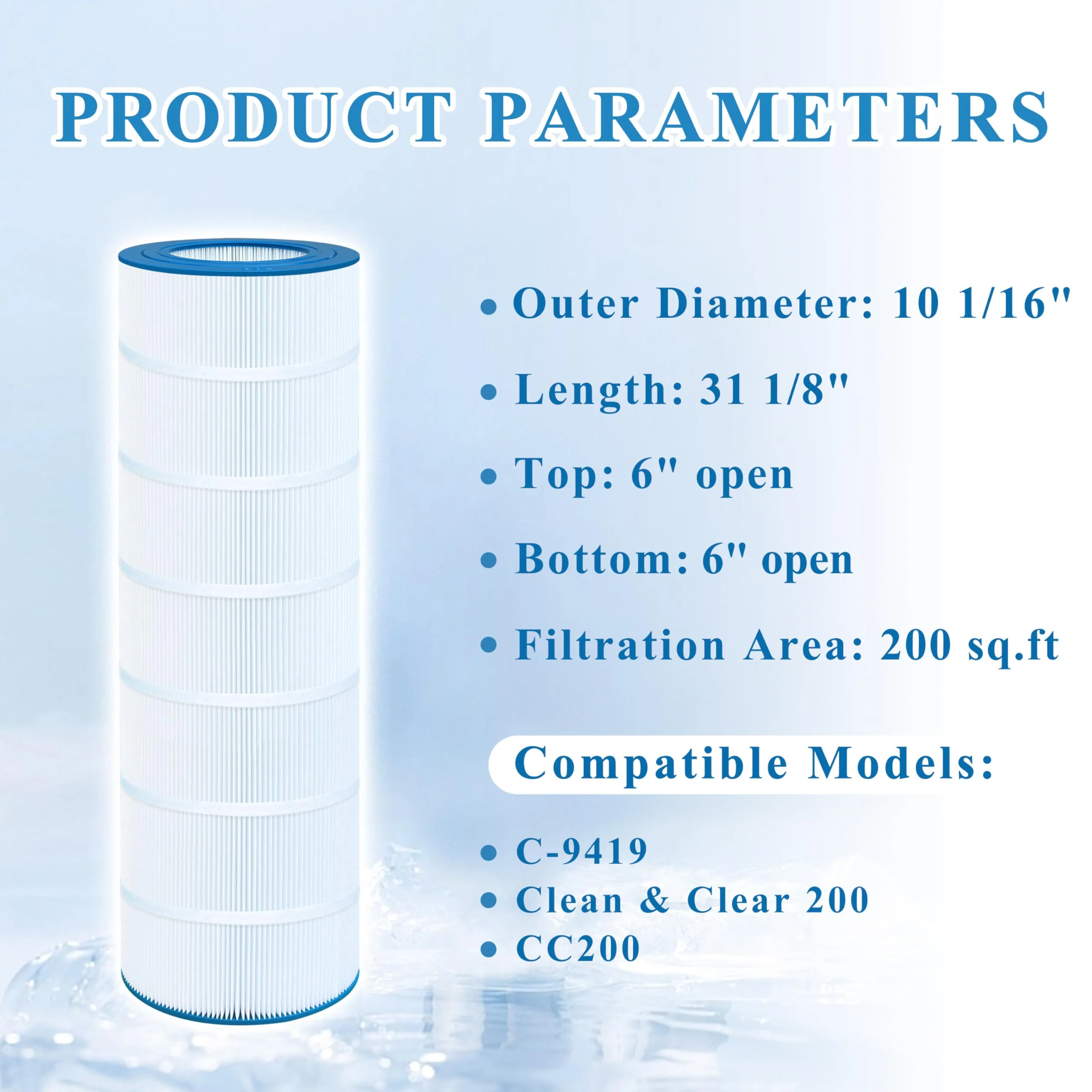 Chryseos Pool Filter Compatible with CC200, Clean & Clear 200, C-9419, PAP200, FC-0688, 59054400, R173217, 1 Pack - Image 7