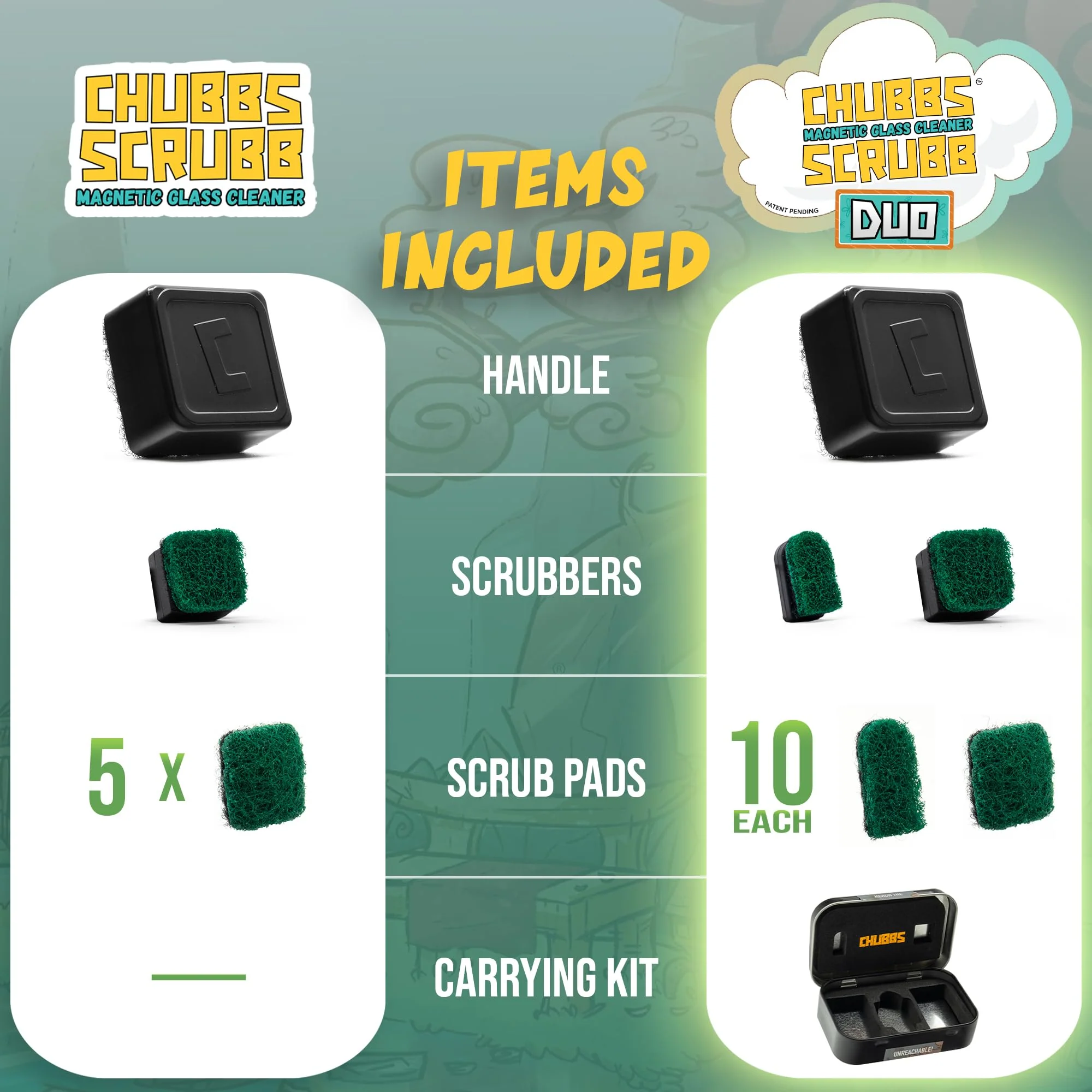 Chubbs Scrubb Duo Magnetic Glass Cleaner Kit - Mini Magnet Scrubber for Hard-to-Reach Stains on Glass, Ceramic & Metal - Image 3