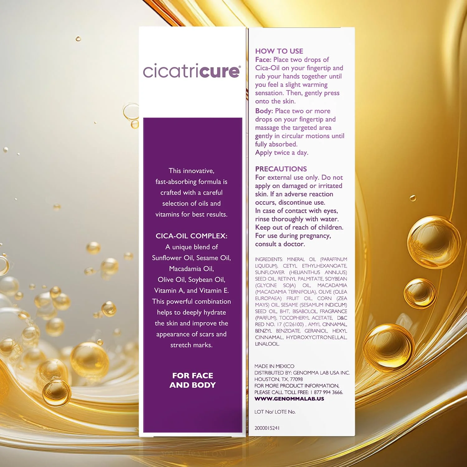 Cicatricure Cica Oil for Stretch Marks & Scars, Visible Results in 4 Weeks, Pregnancy Must-Haves Body Oil with Vitamin E, Stretch Mark Oil, Scar Treatment with Botanical Ingredients, 6.7 fl oz - Image 2