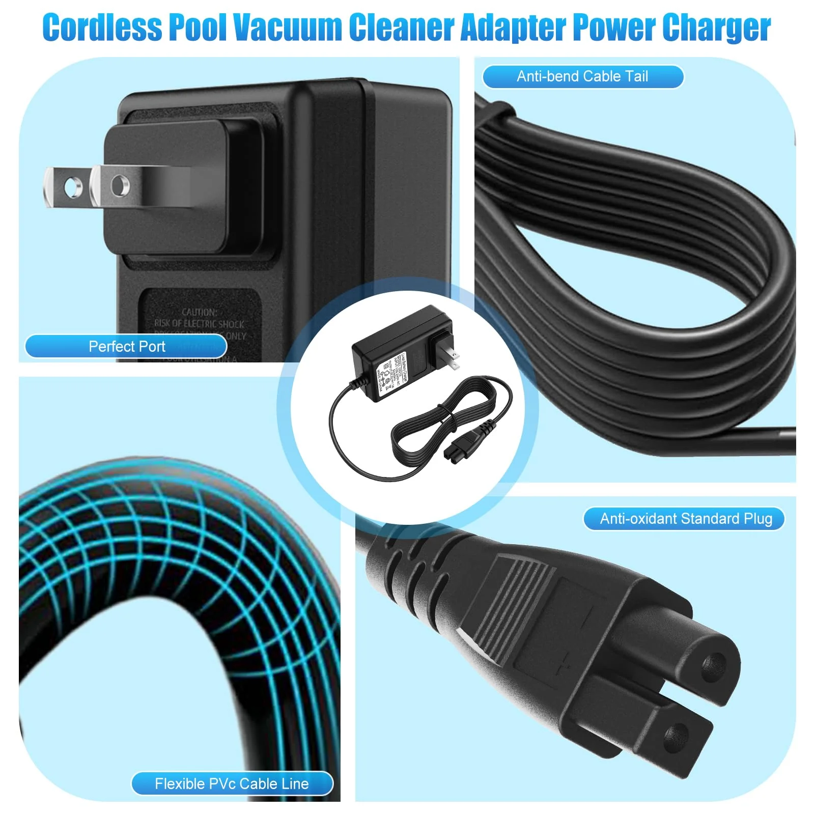 Cisain Charger for WYBOT Robotic Pool Cleaner,25.2V Charger Adapter Compatible with WYBOT C1 OS7010C Cordless Pool Vacuum Cleaner Power Adapter Cord - Image 2