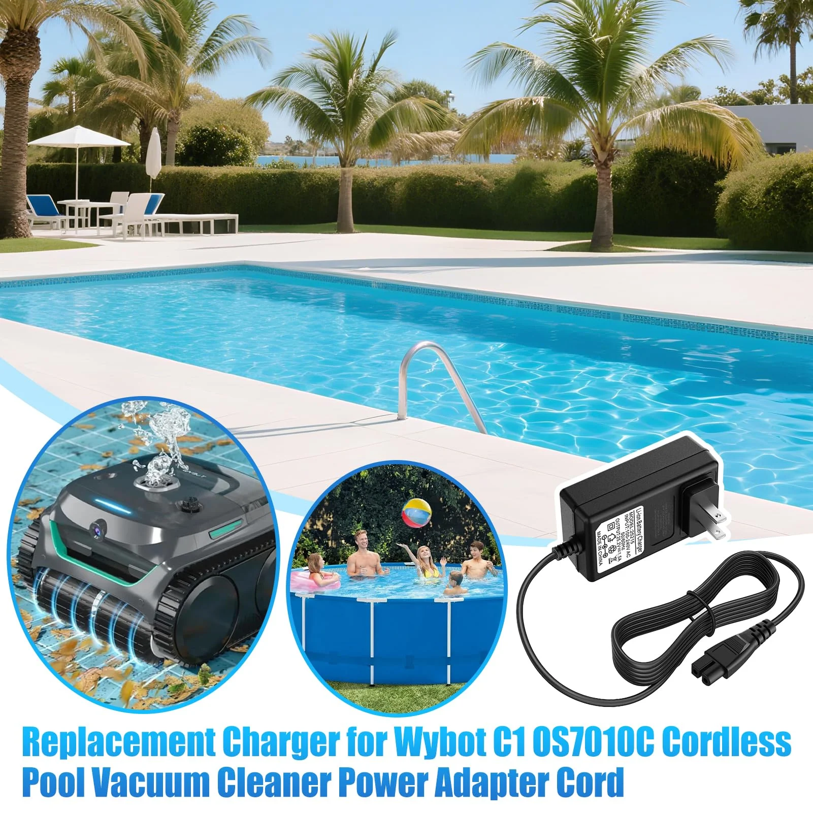 Cisain Charger for WYBOT Robotic Pool Cleaner,25.2V Charger Adapter Compatible with WYBOT C1 OS7010C Cordless Pool Vacuum Cleaner Power Adapter Cord - Image 5