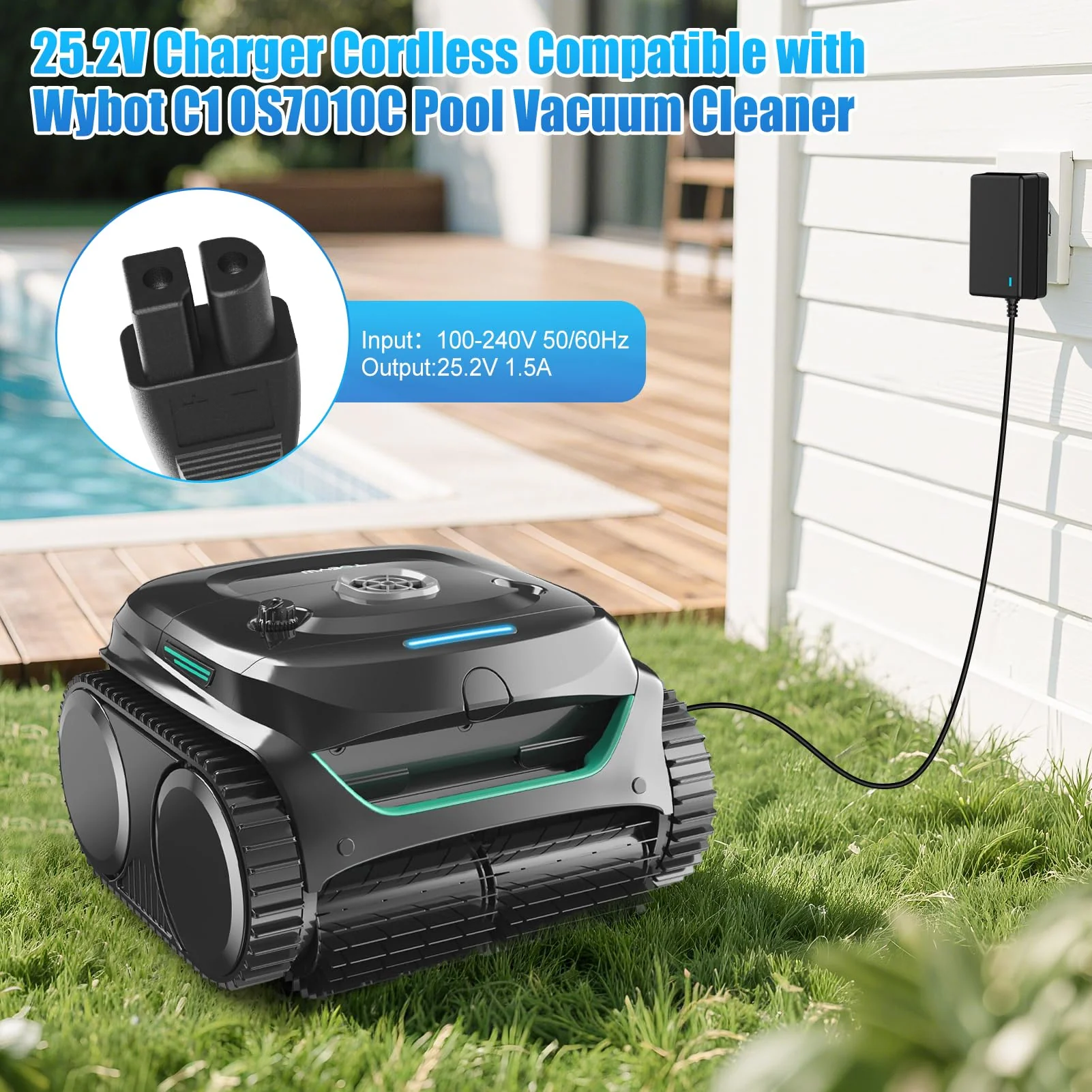Cisain Charger for WYBOT Robotic Pool Cleaner,25.2V Charger Adapter Compatible with WYBOT C1 OS7010C Cordless Pool Vacuum Cleaner Power Adapter Cord - Image 6