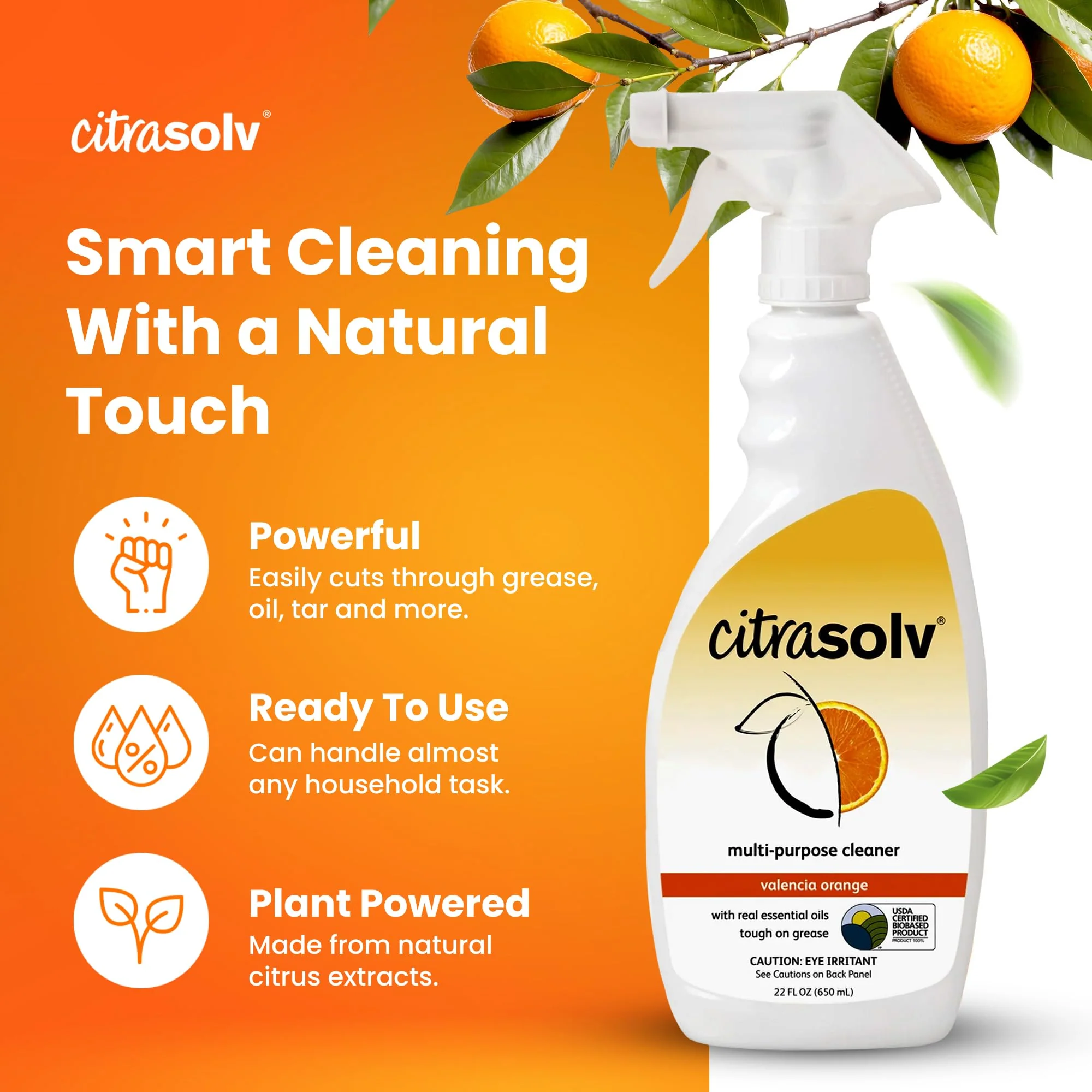 Citra Solv All Purpose Cleaning Spray – Powerful Citrus Degreaser for Kitchen & Bathroom, Multi-Surface Cleaner, No Harsh Chemicals, Valencia Orange 22oz (Pack of 3) - Image 6