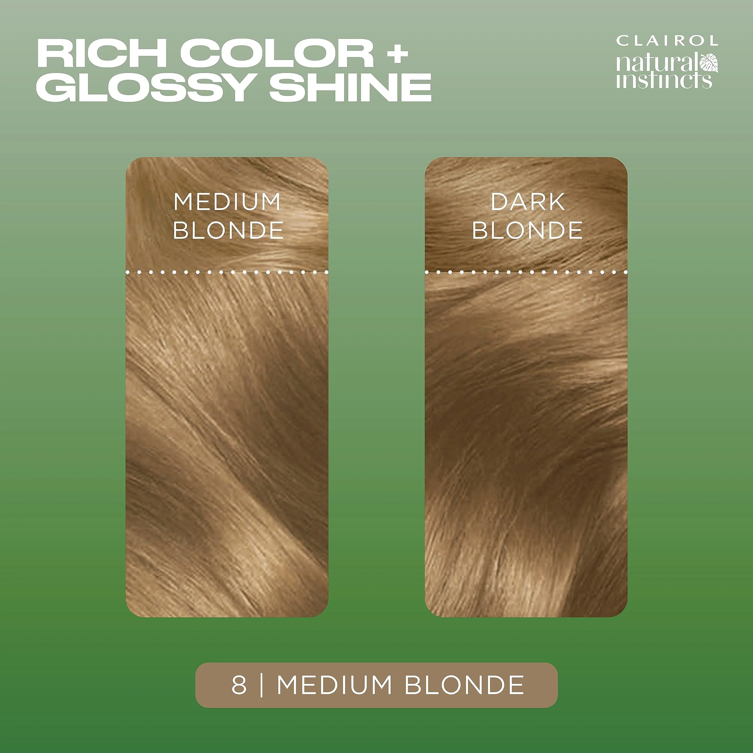 Clairol Natural Instincts Demi-Permanent Hair Dye, 8 Medium Blonde Hair Color, Pack of 3 - Image 5