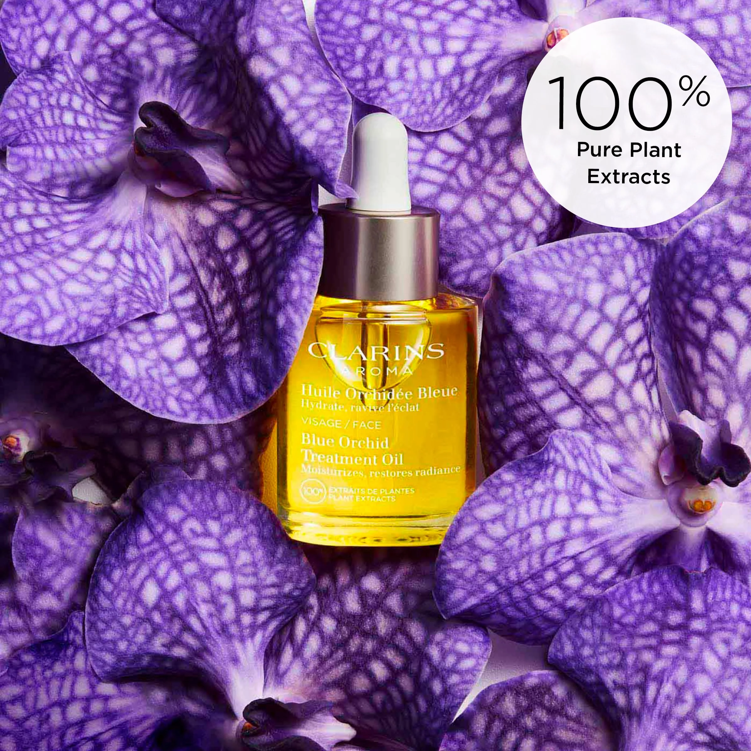 Clarins Blue Orchid Face Oil Treatment | Skin is Immediately Hydrated*, Revitalized and Toned | Restores Radiance | Visibly Minimizes Fine Lines | 100% Natural Plant Extracts | Dry Skin Type - Image 5