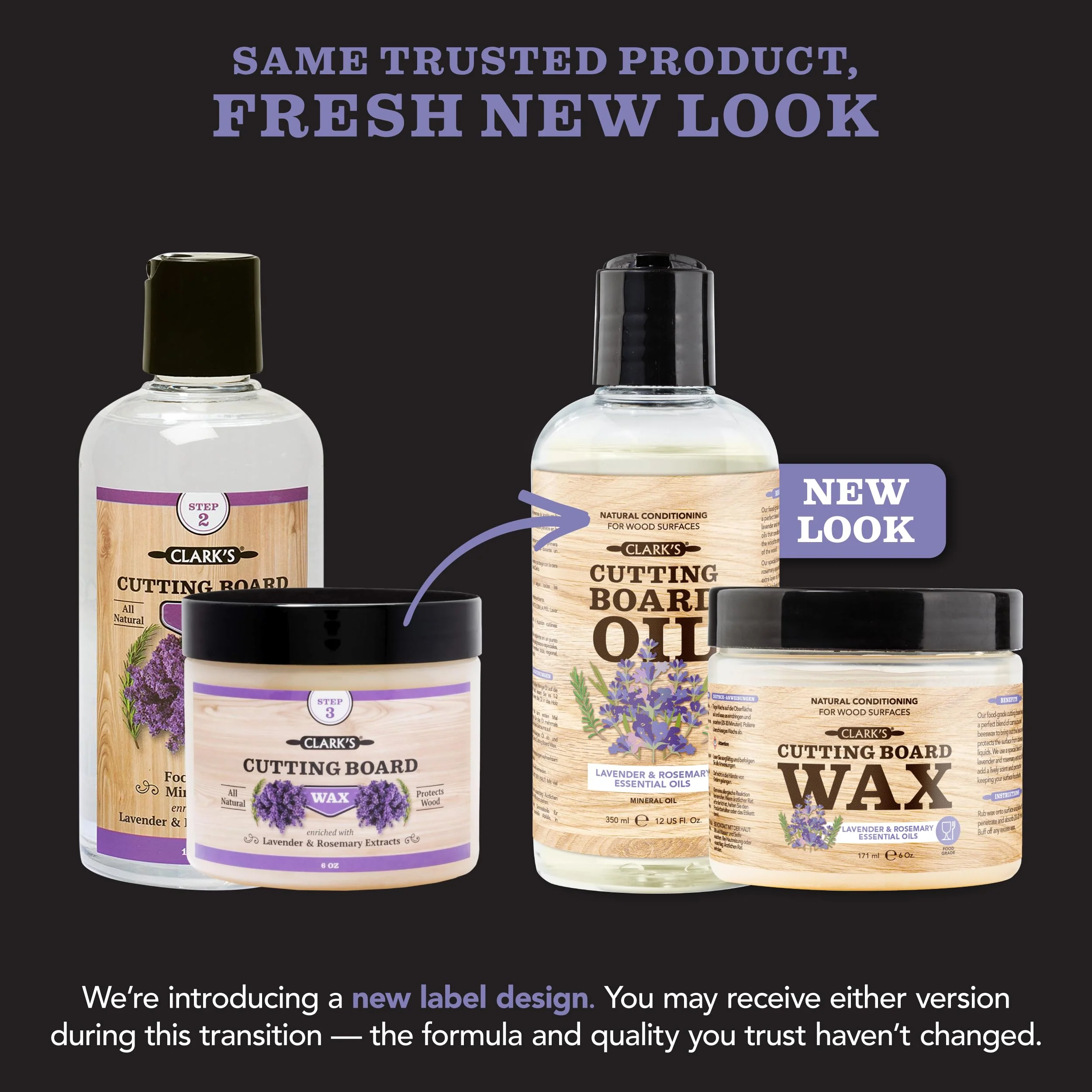 CLARK’S Cutting Board Oil and Wax Kit - Set includes Food Grade Mineral Oil (12oz), Finishing Wood Wax (6oz), Applicator Sponge & Buffing Pad, Enriched with Food Safe Lavender and Rosemary Extract - Image 4