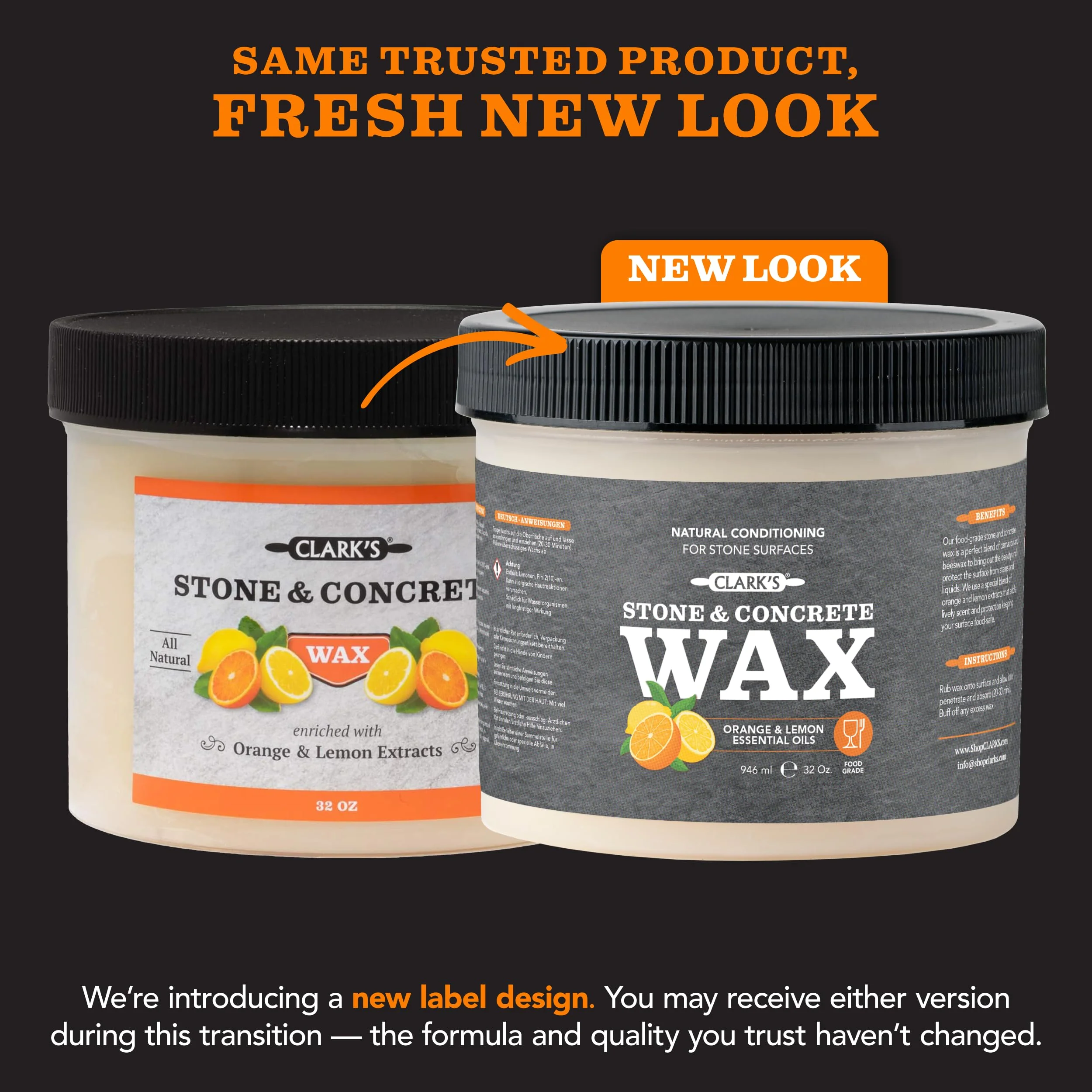 CLARK’S Natural Stone Wax - Seal and Protect Soapstone, Slate and Concrete with Carnauba and Beeswax - Use on Kitchen and Bath Countertops - Enriched with Lemon and Orange Extract, Large 32oz - Image 3