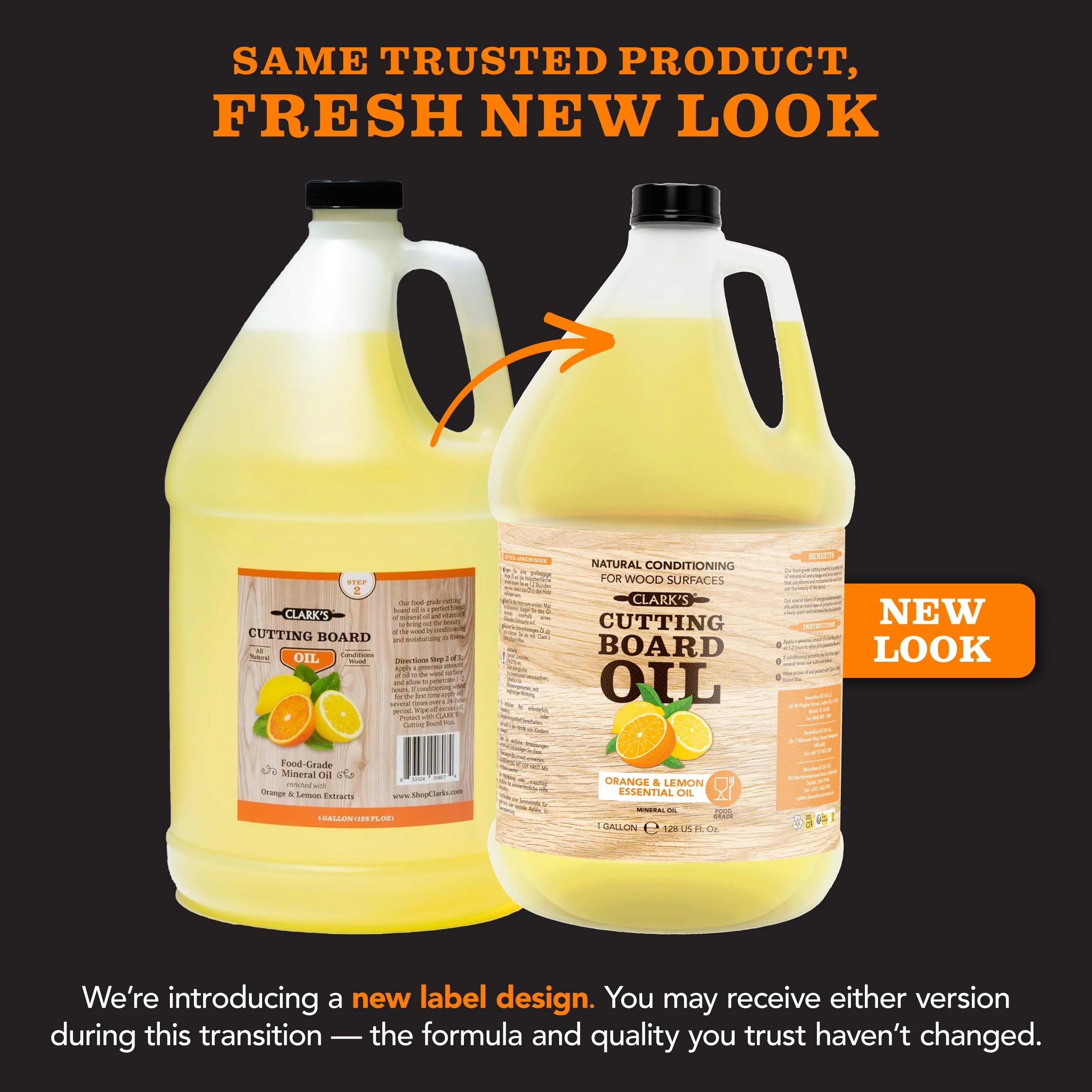 CLARK'S Cutting Board Oil - Food Grade Mineral Oil for Wood Cutting Board - Scented with Orange and Lemon Essential Oils - Butcher Block Conditioner - Restores All Wood - Made in USA, 1 Gallon - Image 3