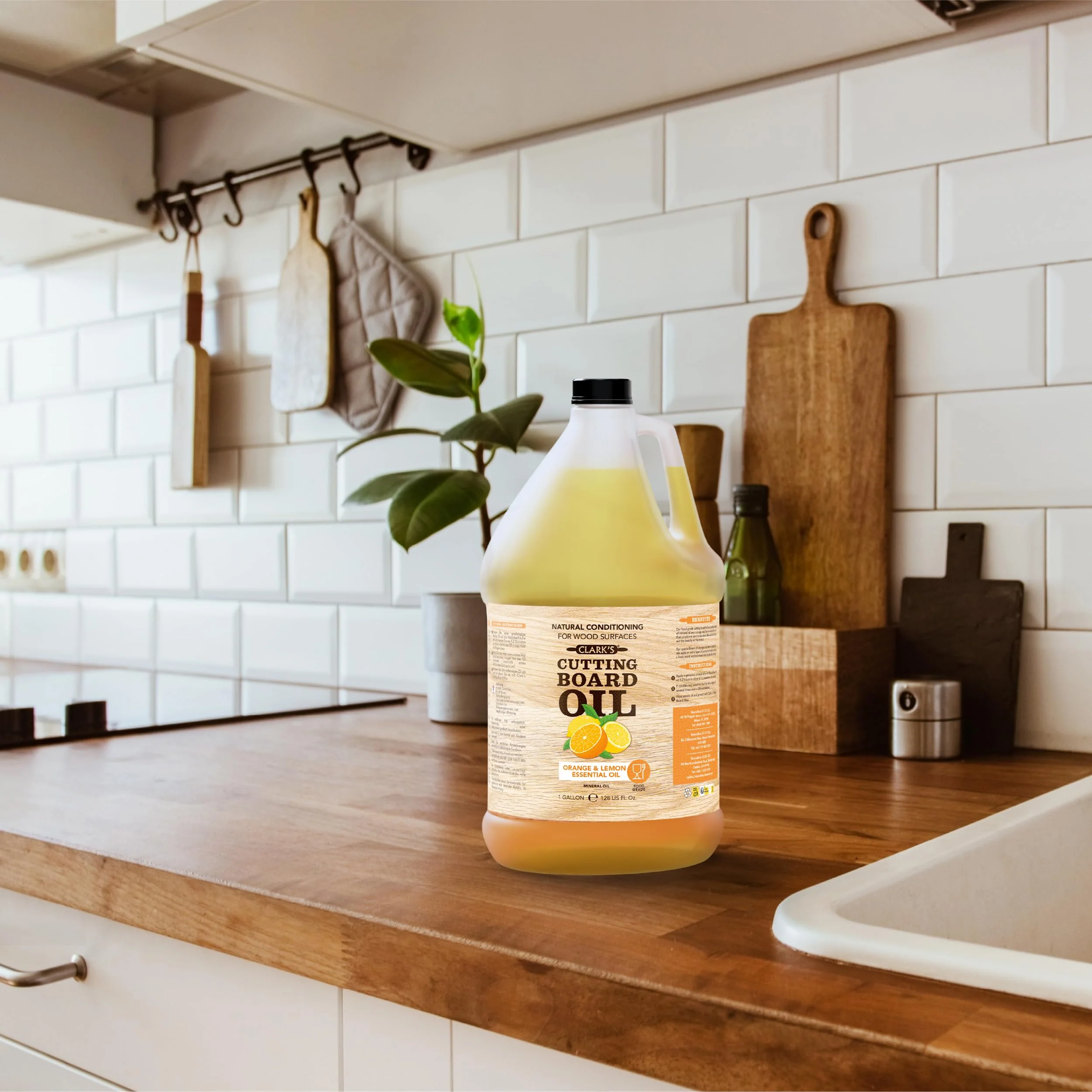 CLARK'S Cutting Board Oil - Food Grade Mineral Oil for Wood Cutting Board - Scented with Orange and Lemon Essential Oils - Butcher Block Conditioner - Restores All Wood - Made in USA, 1 Gallon - Image 5